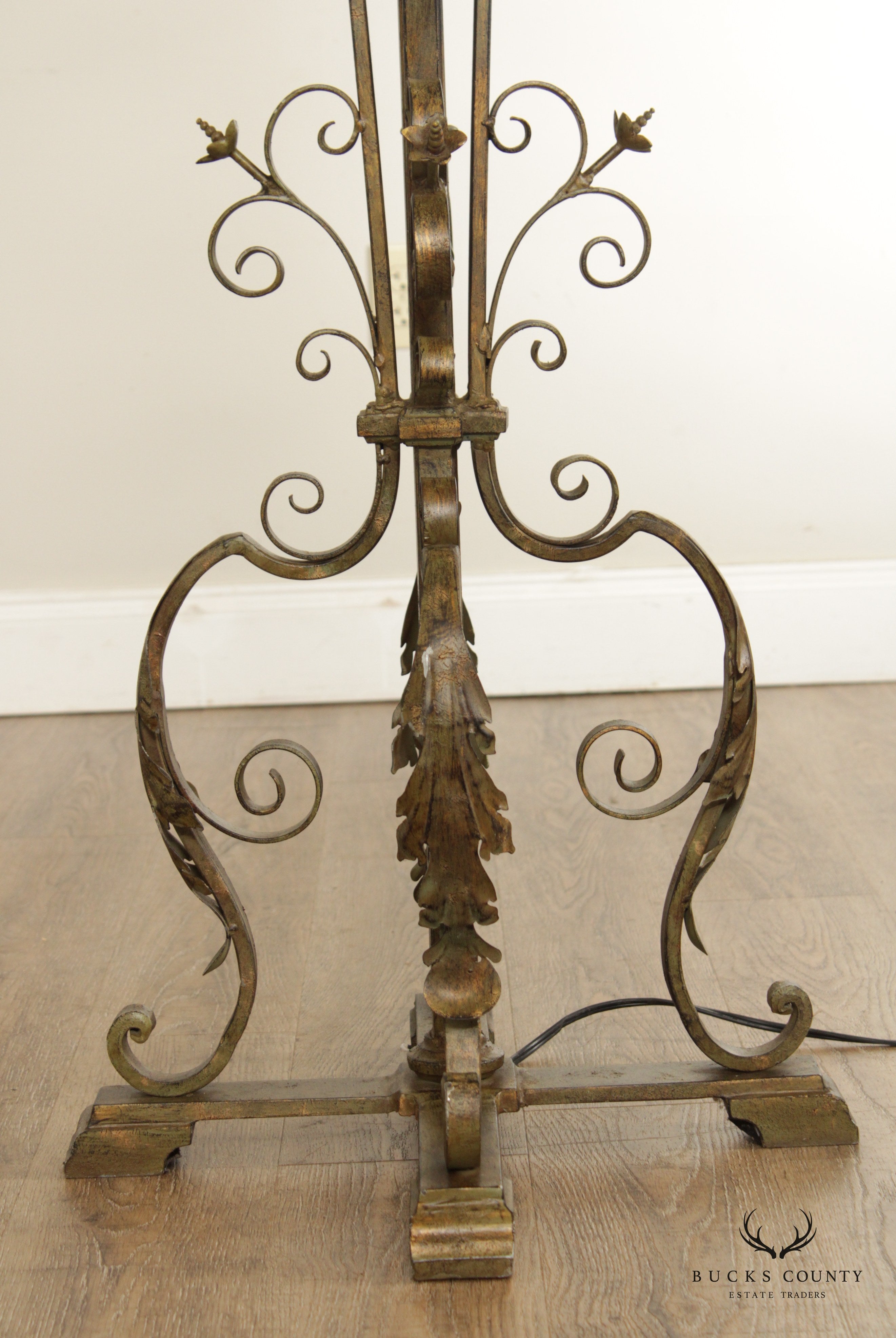 Victorian Style Scrolling Wrought Iron Floor Lamp