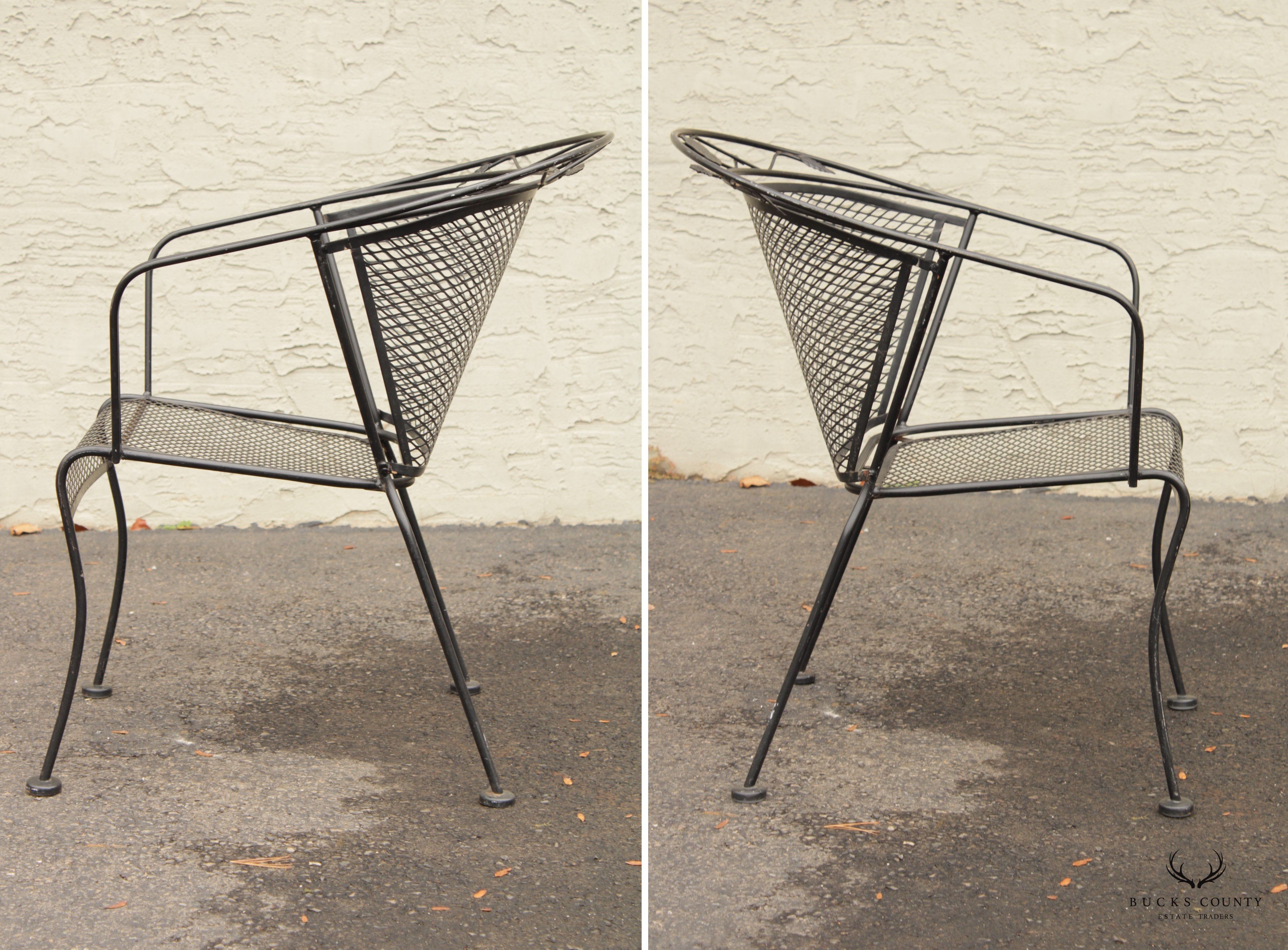 Mid Century Modern Five-Piece Wrought Iron Outdoor Dining or Bistro Set