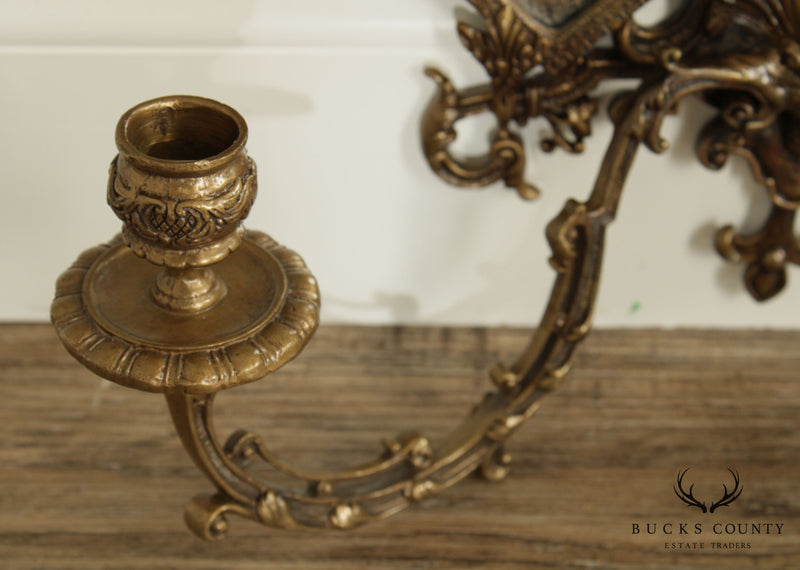 Quality Brass Renaissance Style Girandole Mirror