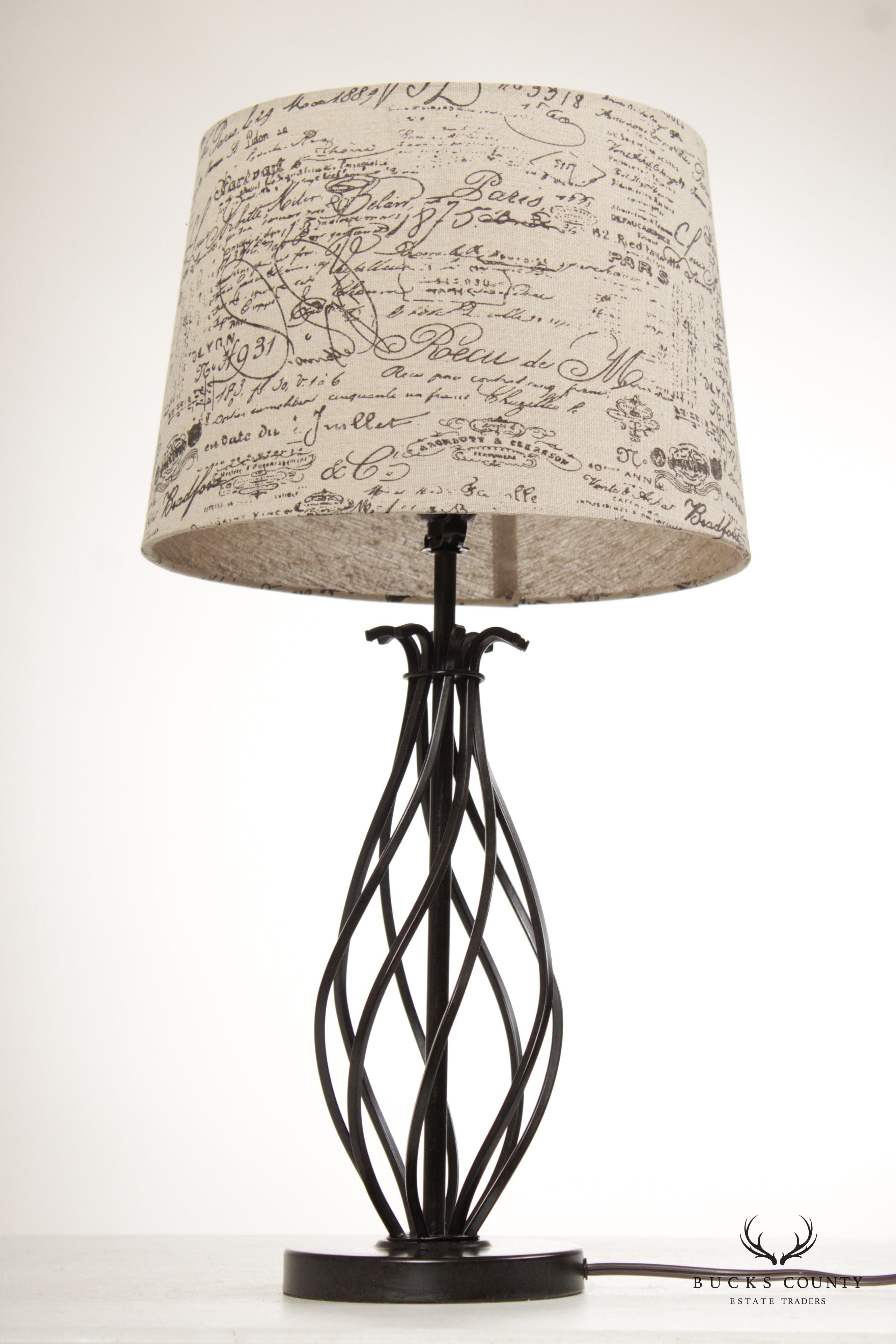 Contemporary Pair of Twisted Steel Table Lamps