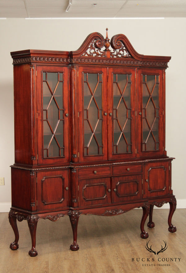 Chippendale Style Mahogany Breakfront China Cabinet
