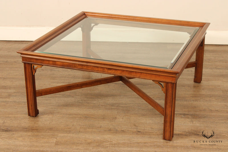 Chinese Chippendale Style Glass Top Coffee table