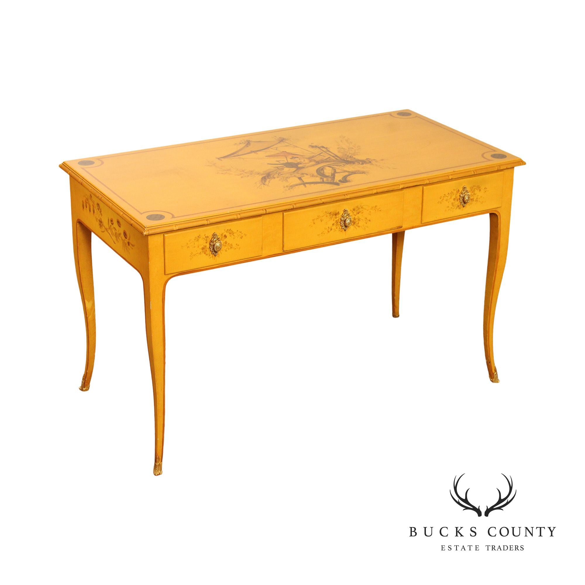 Chinoiserie Painted Three-Drawer Writing Desk