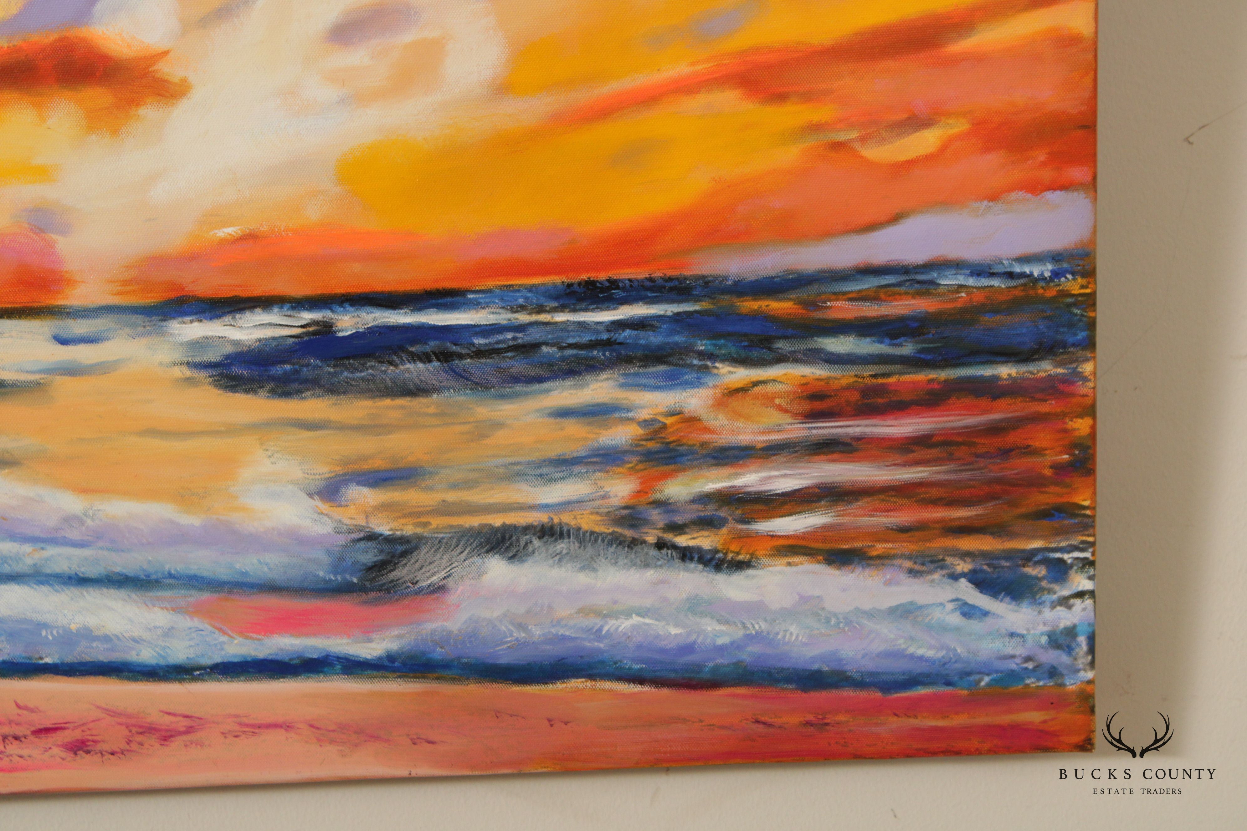 Pearl Mintzer 'Sunset Beach' Original Painting