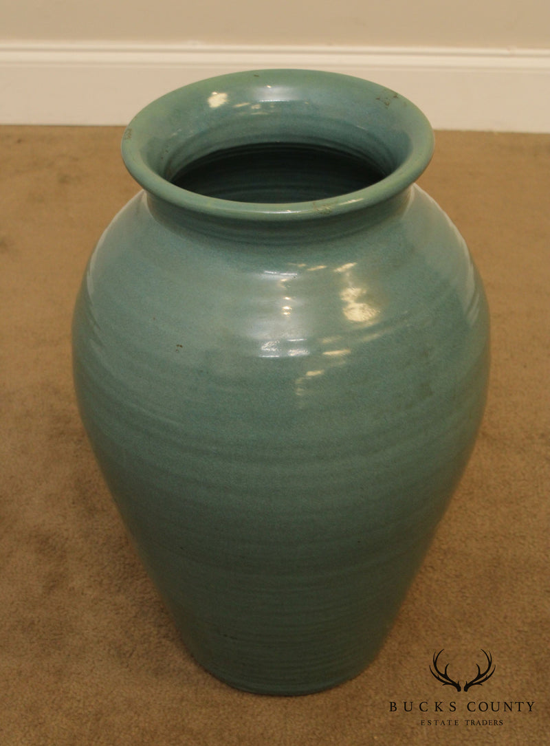 Large Vintage Glazed Terracotta Vase