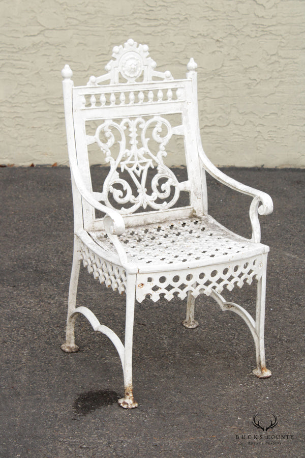 Antique Victorian Gothic Revival Cast Iron Garden Chair