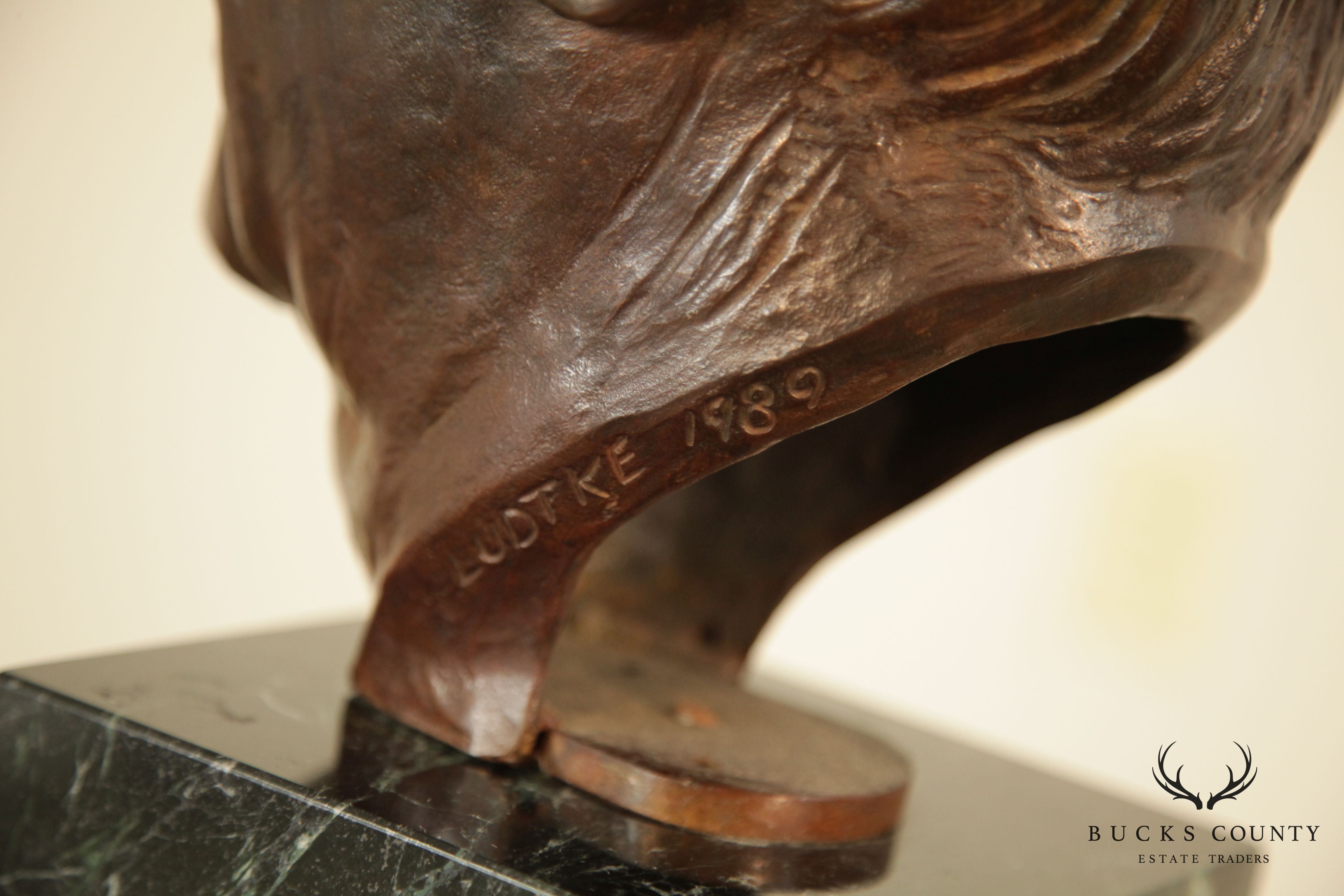 Lawrence Ludtke 1980s Bronze Male Bust Portrait