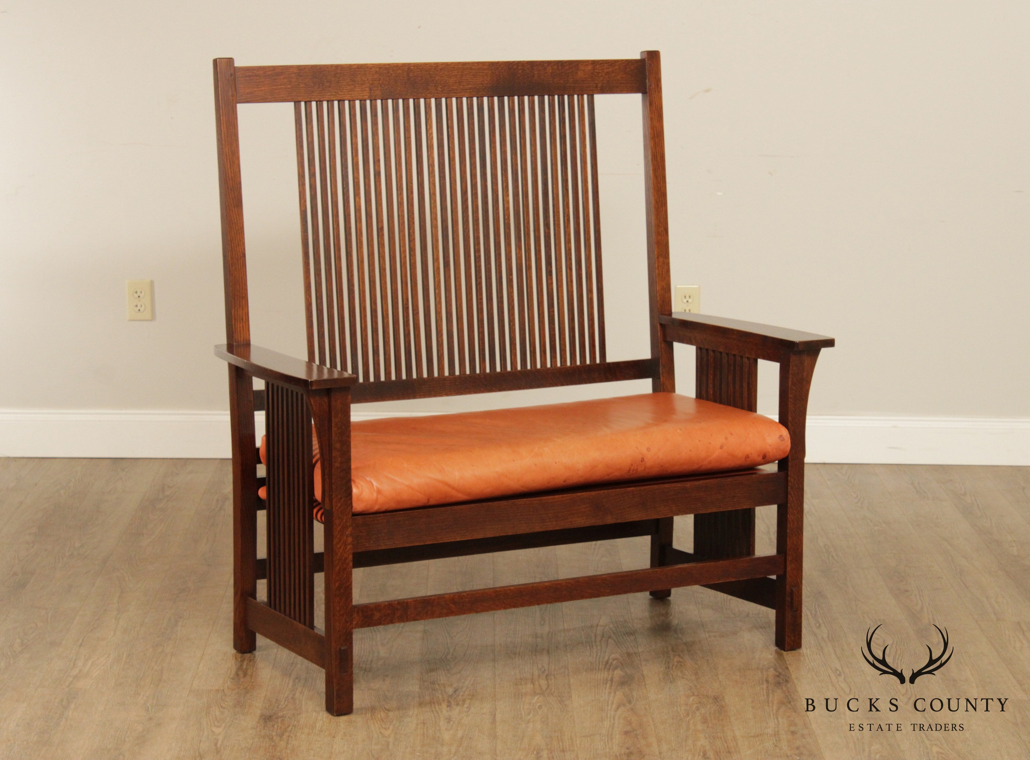 Stickley Mission Collection Oak Spindle Settee