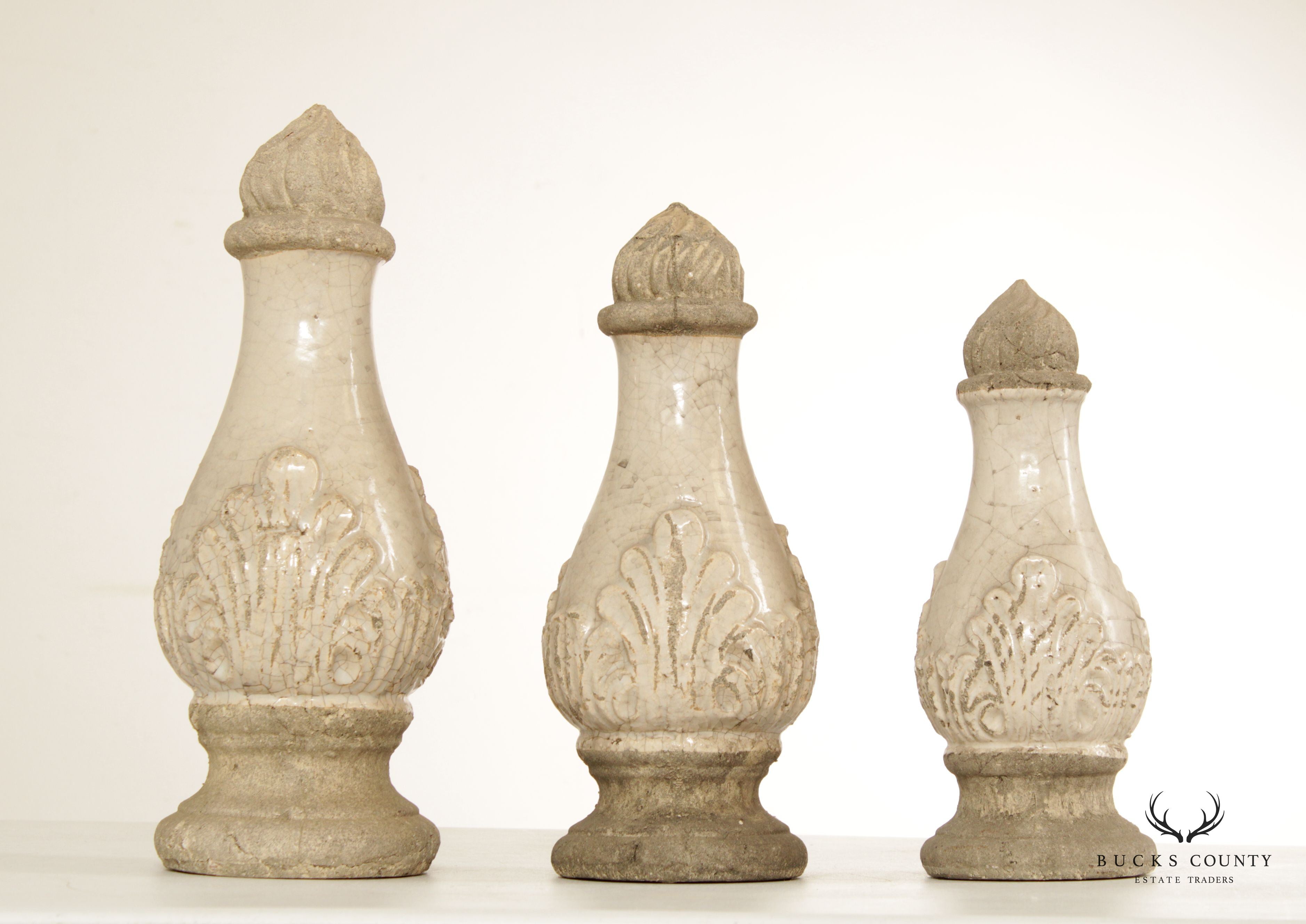 Neoclassical Style Set Glazed Cast Stone Decorative Finials