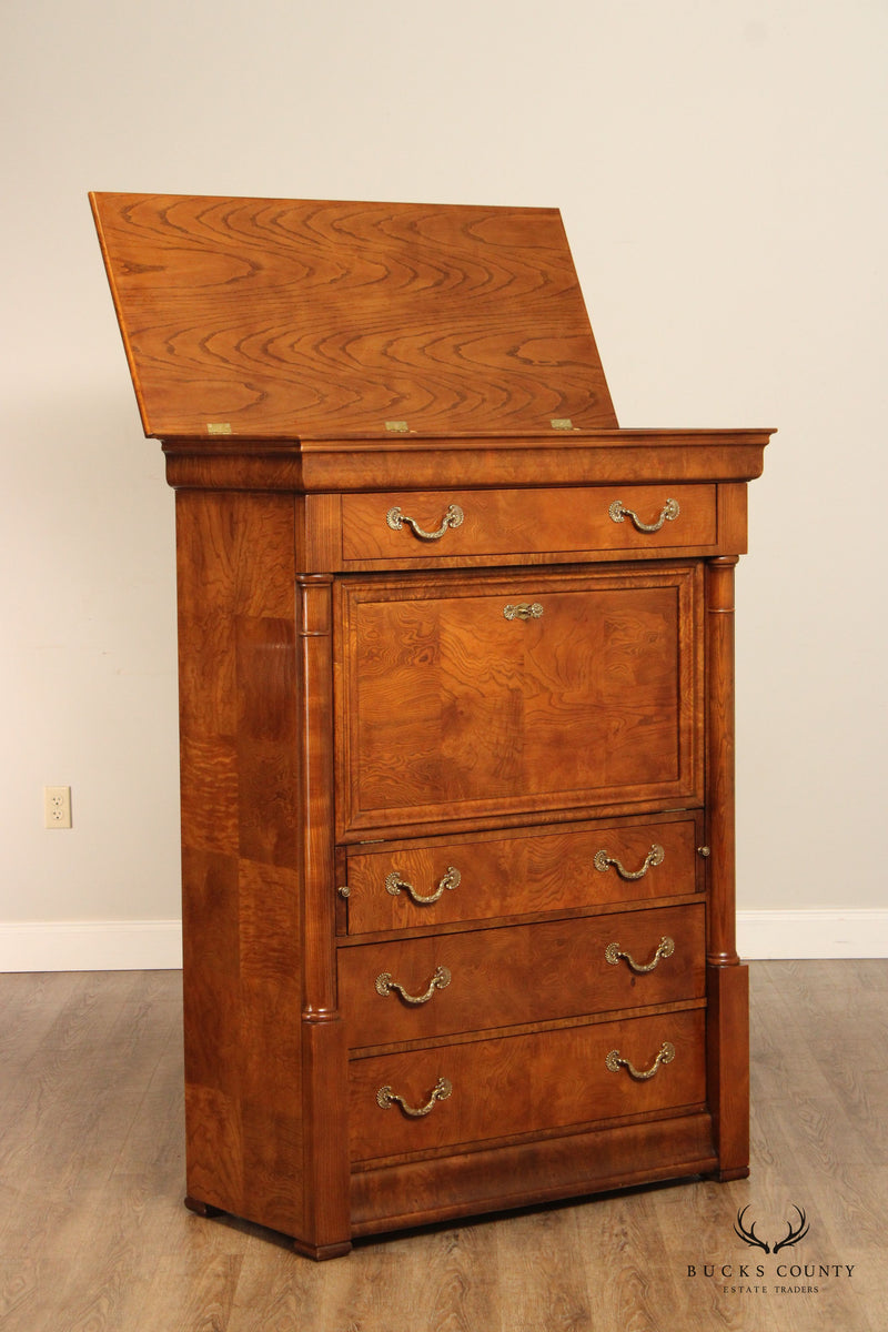 Henredon French Empire Style Burl Secretaire a Abattant
