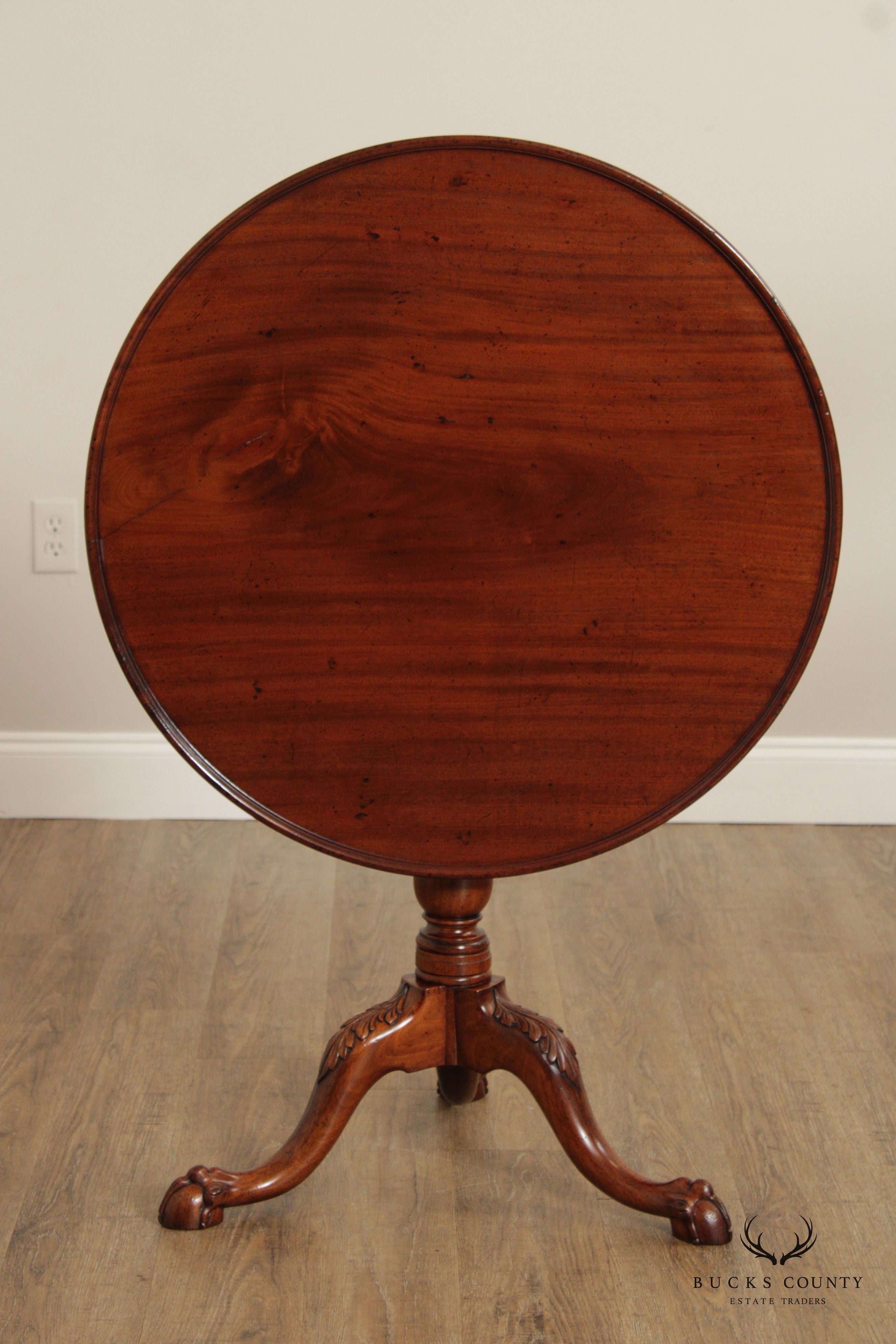 18th Century Philadelphia Mahogany Chippendale Style Tilt Top Tea Table