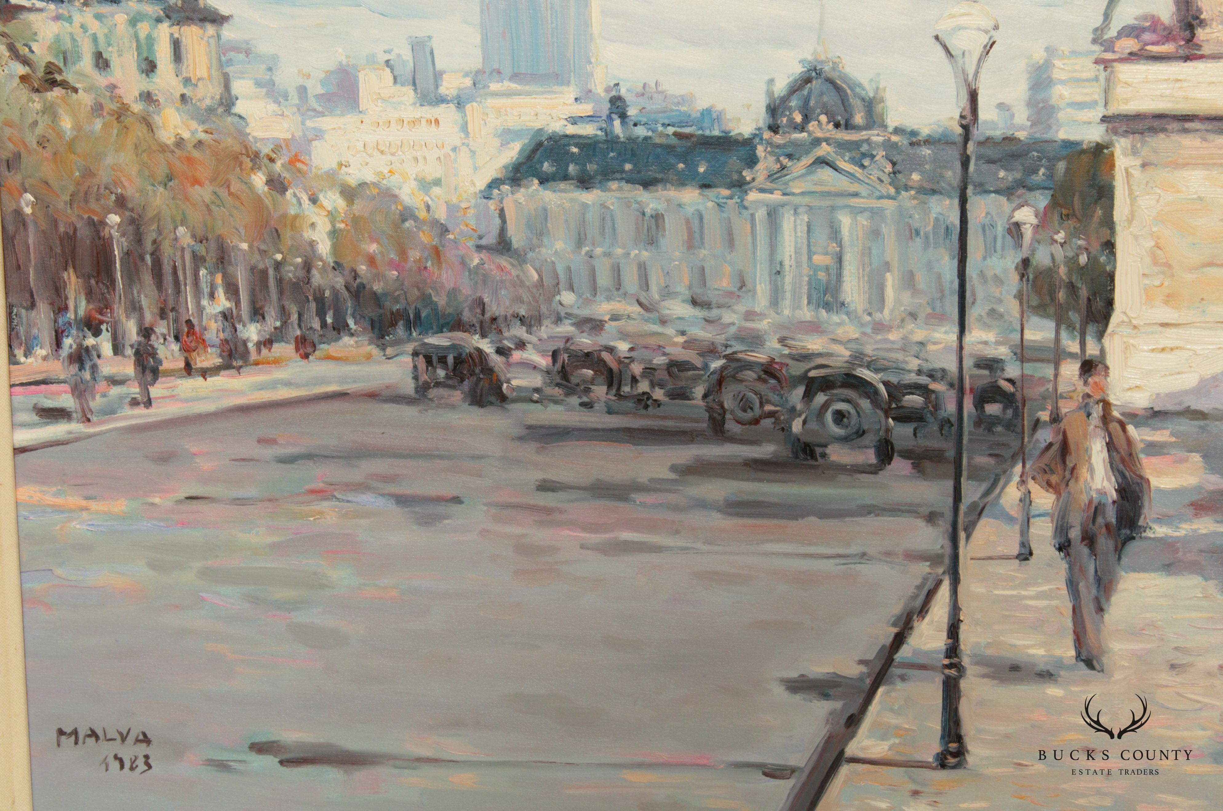 Late 20th C. Impressionist Style 'Paris' Street Scene by George Malva