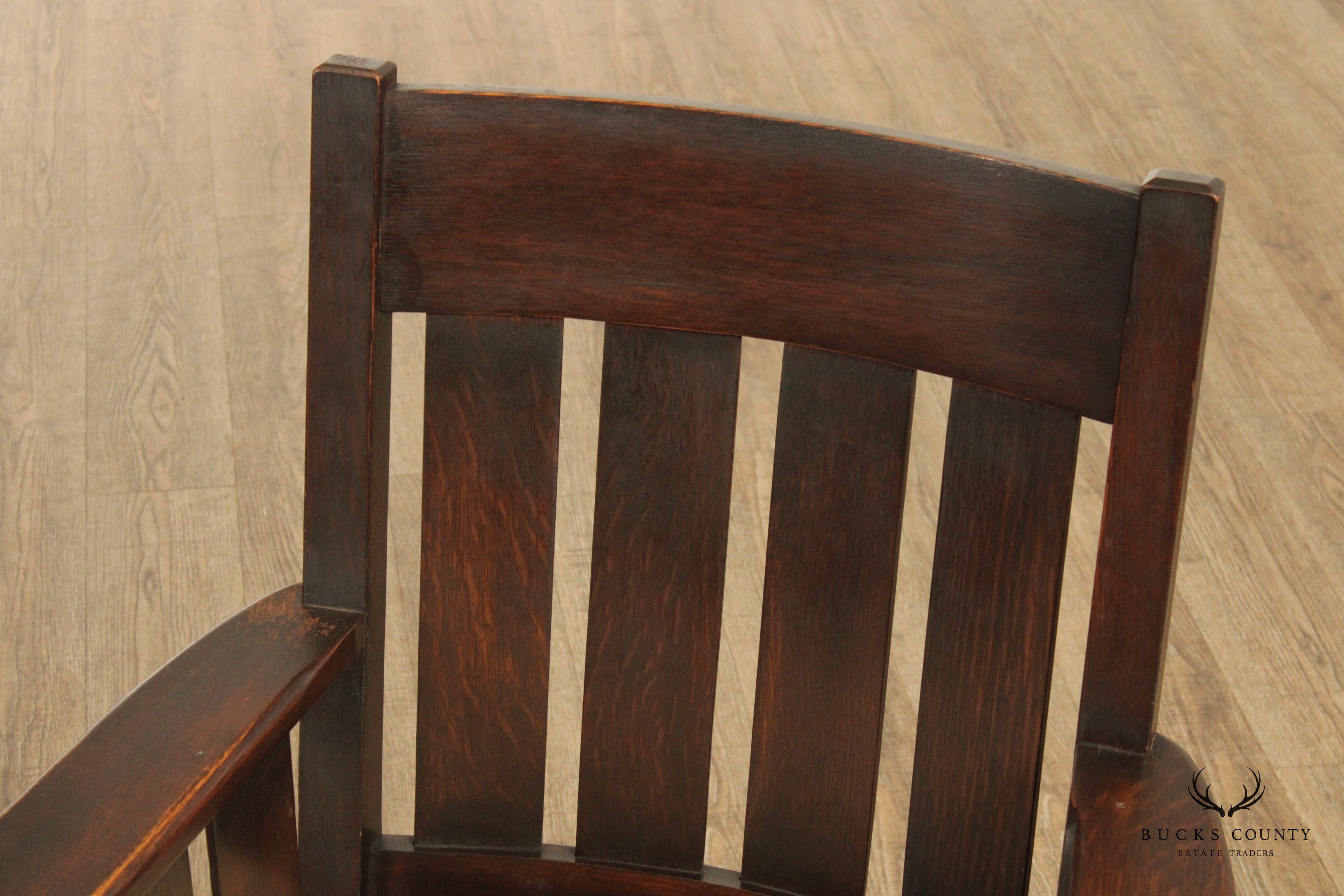 Antique Mission Oak Slatted Armchair