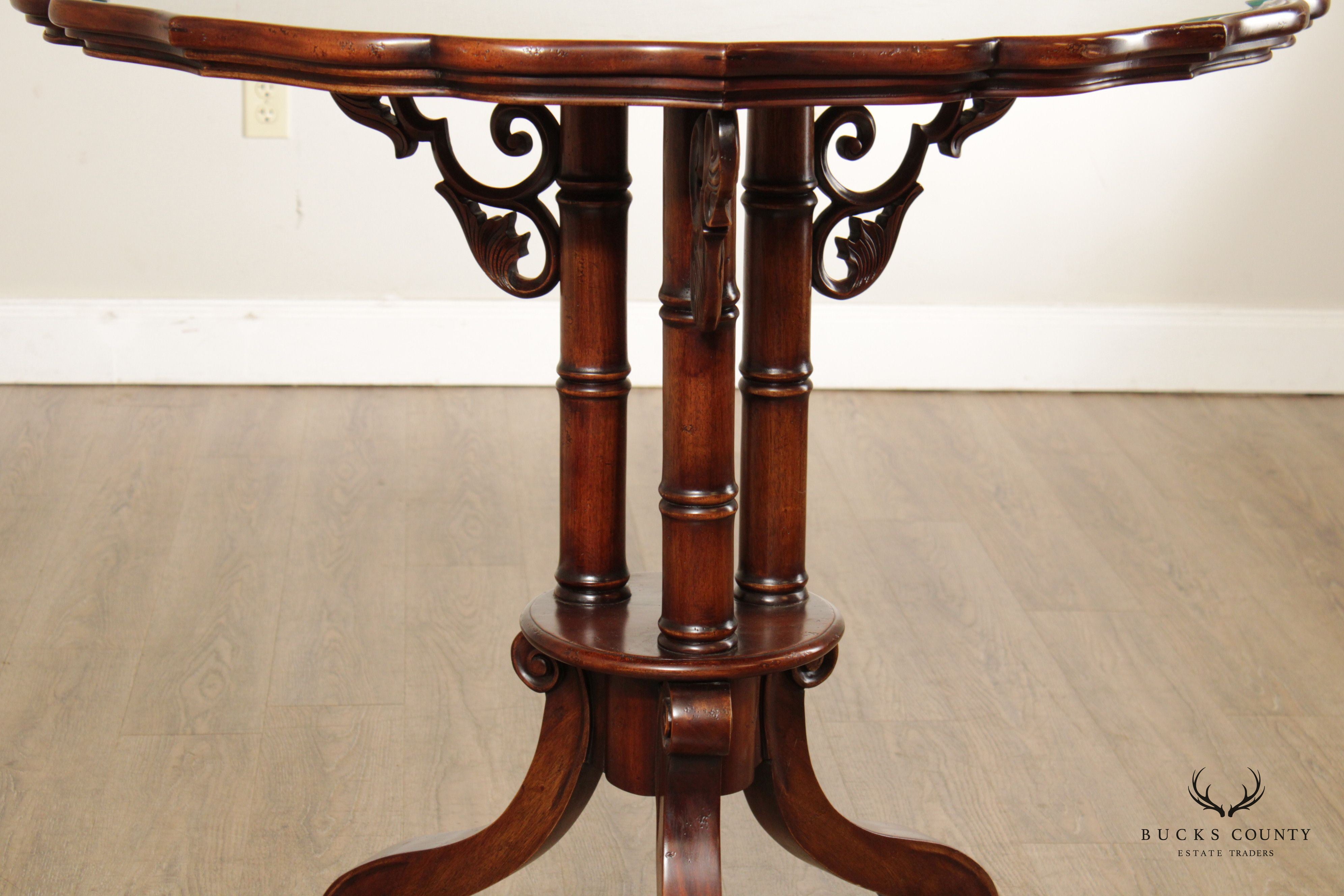 Georgian Style Mahogany Scalloped Edge Demilune Table