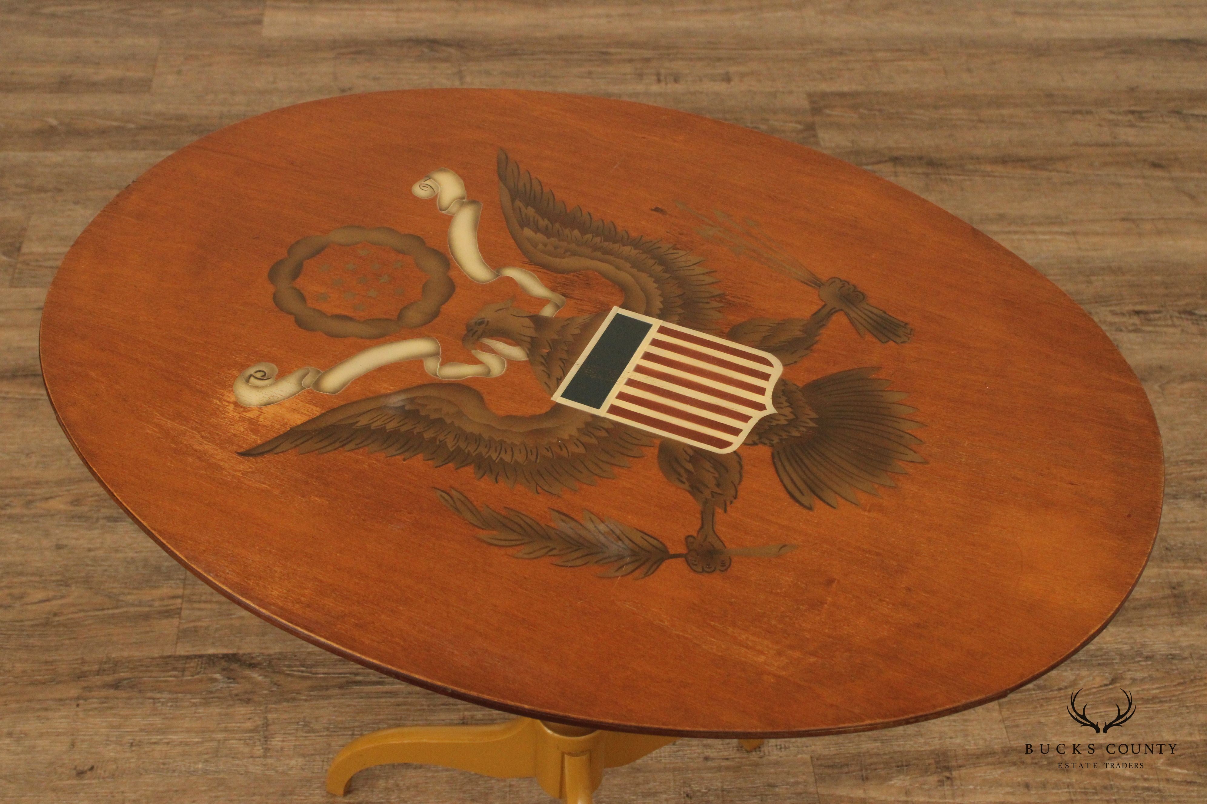 L. Hitchcock Federal Style Eagle Stenciled  Tilt-Top Table