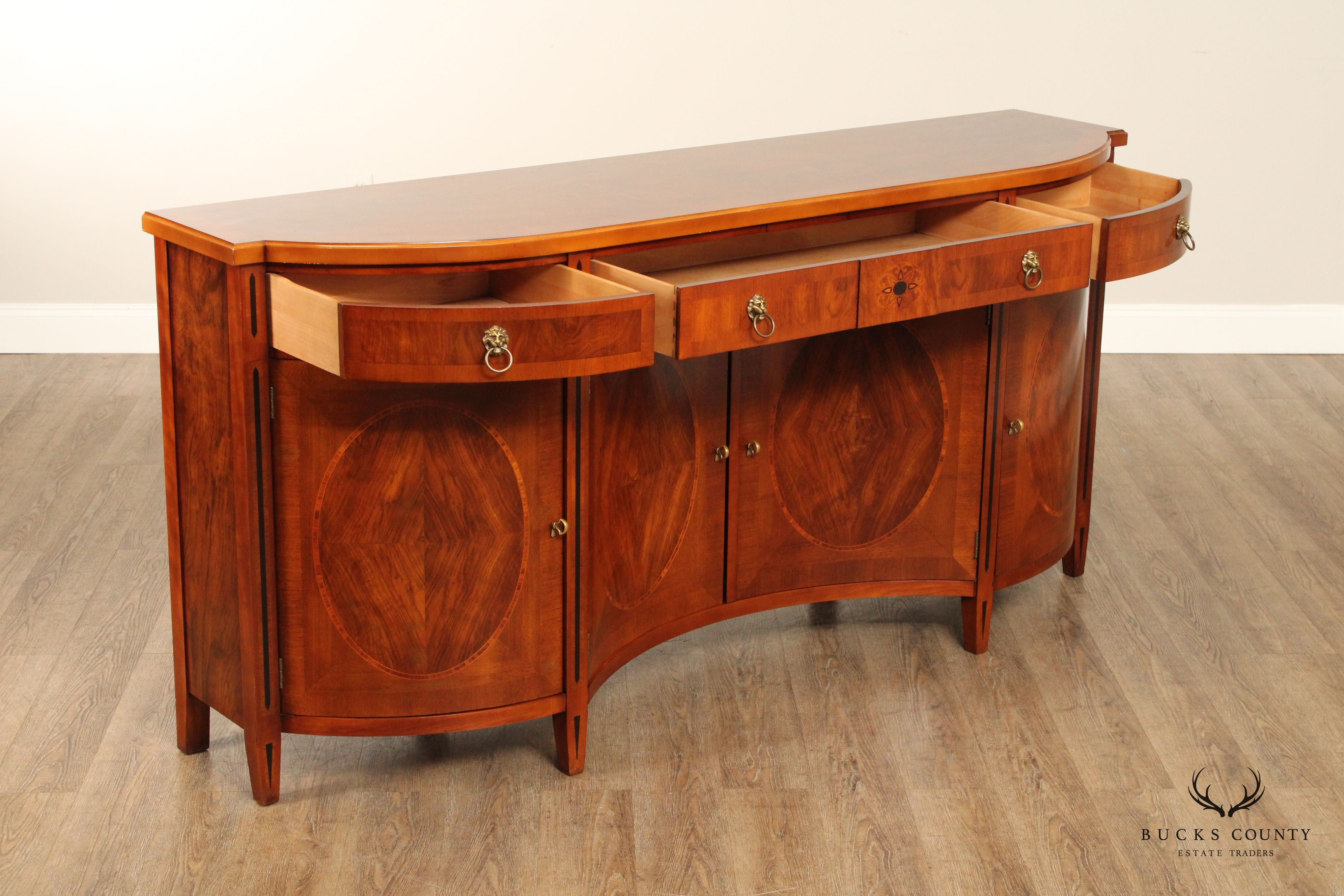 John Widdicomb Neoclassical Style Burled Walnut Credenza