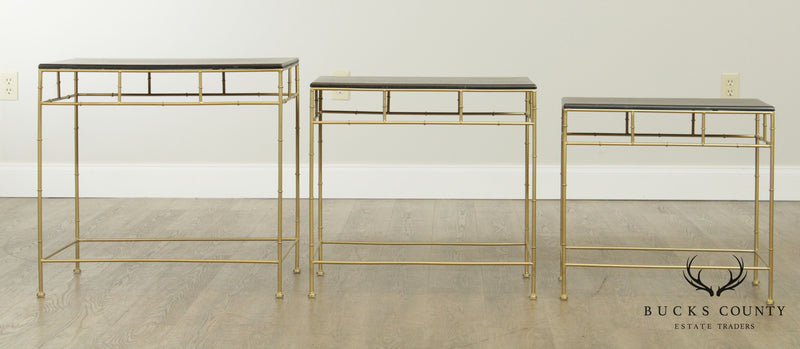 Black and Gold Faux Bamboo Iron Nesting Tables