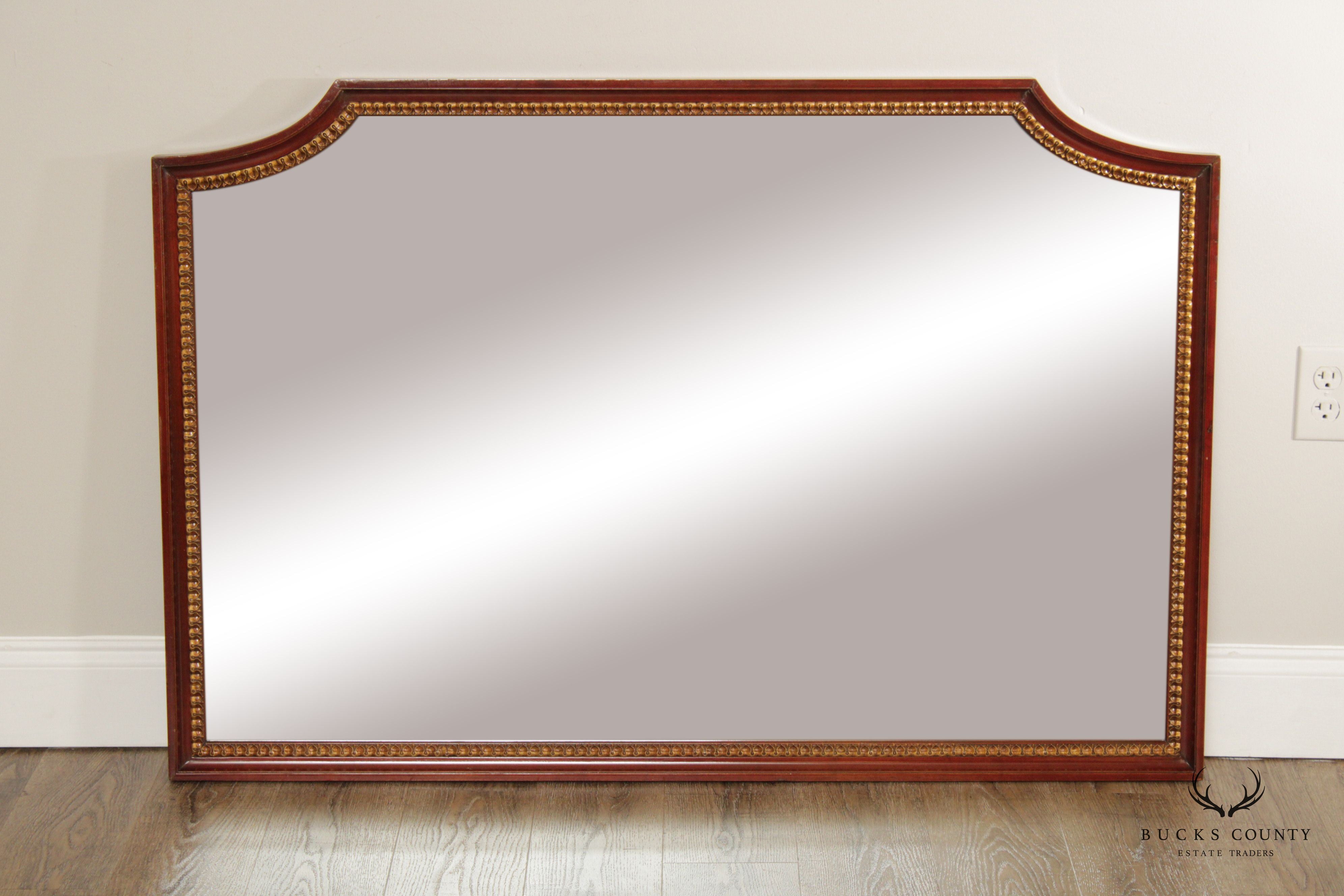 Regency Style Vintage Mahogany And Partial Gilt Over-Mantle or Wall Mirror