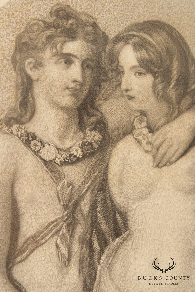 19th C. American Engraving, 'Cupid and Psyche'