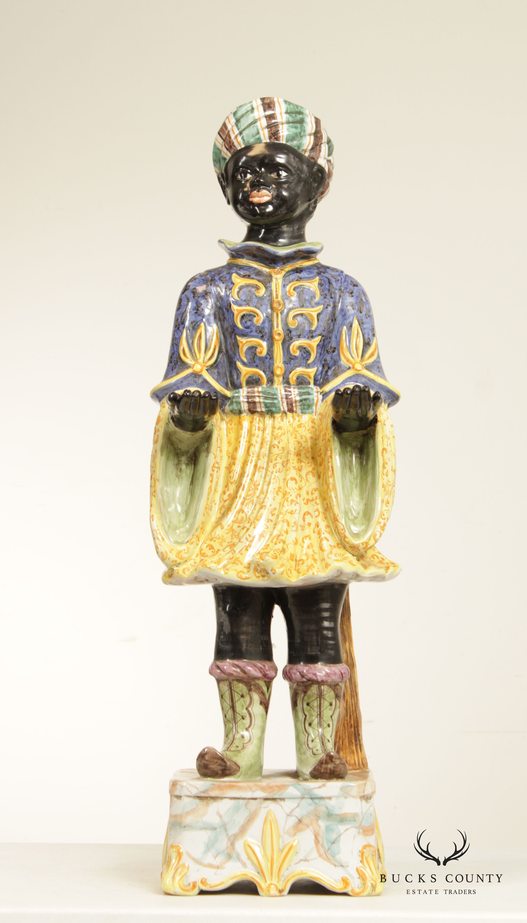 Vintage Italian Majolica Blackamoor Figure