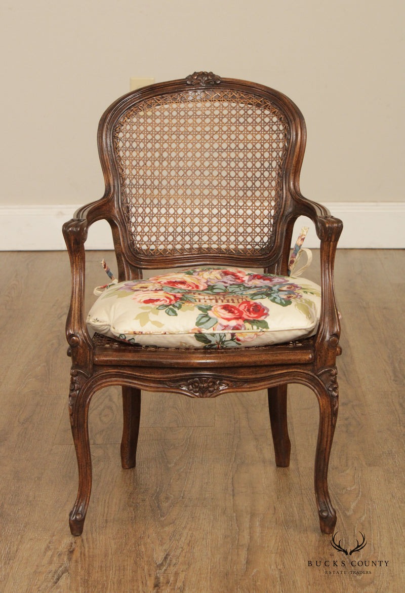 French Louis XV style carved walnut upholstered arm chair - Mary