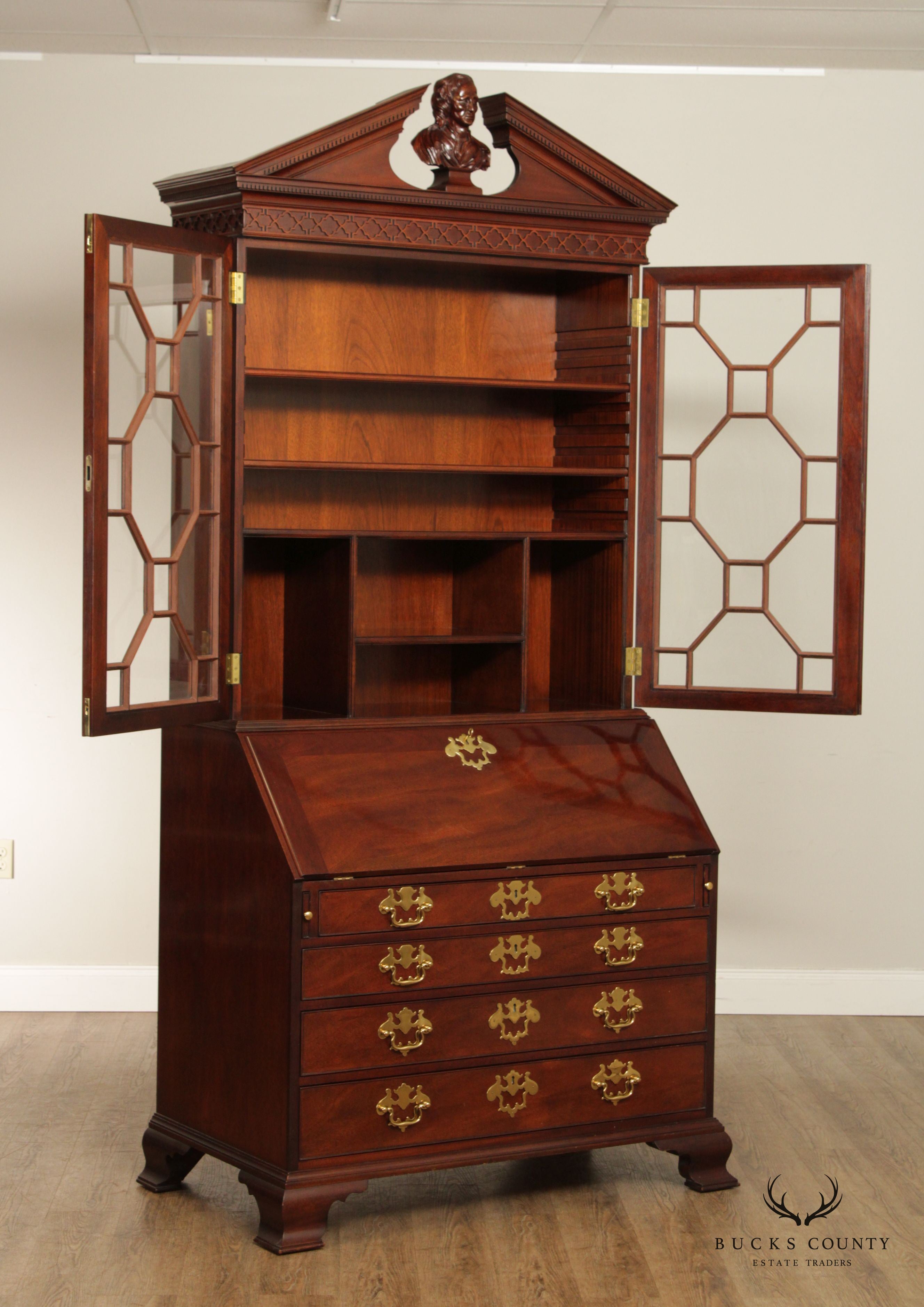 Kindel National Trust for Historic Preservation Georgian Style Mahogany Secretary Desk