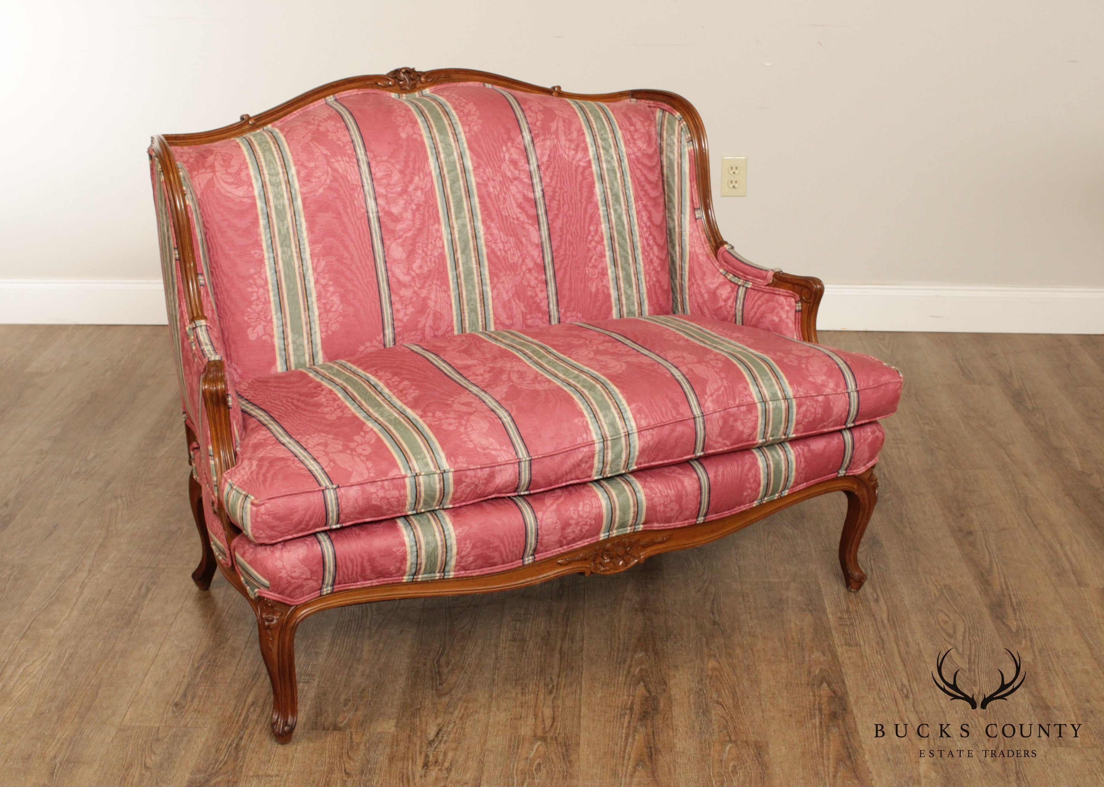 French Louis XV Style Vintage Custom Upholstered Loveseat