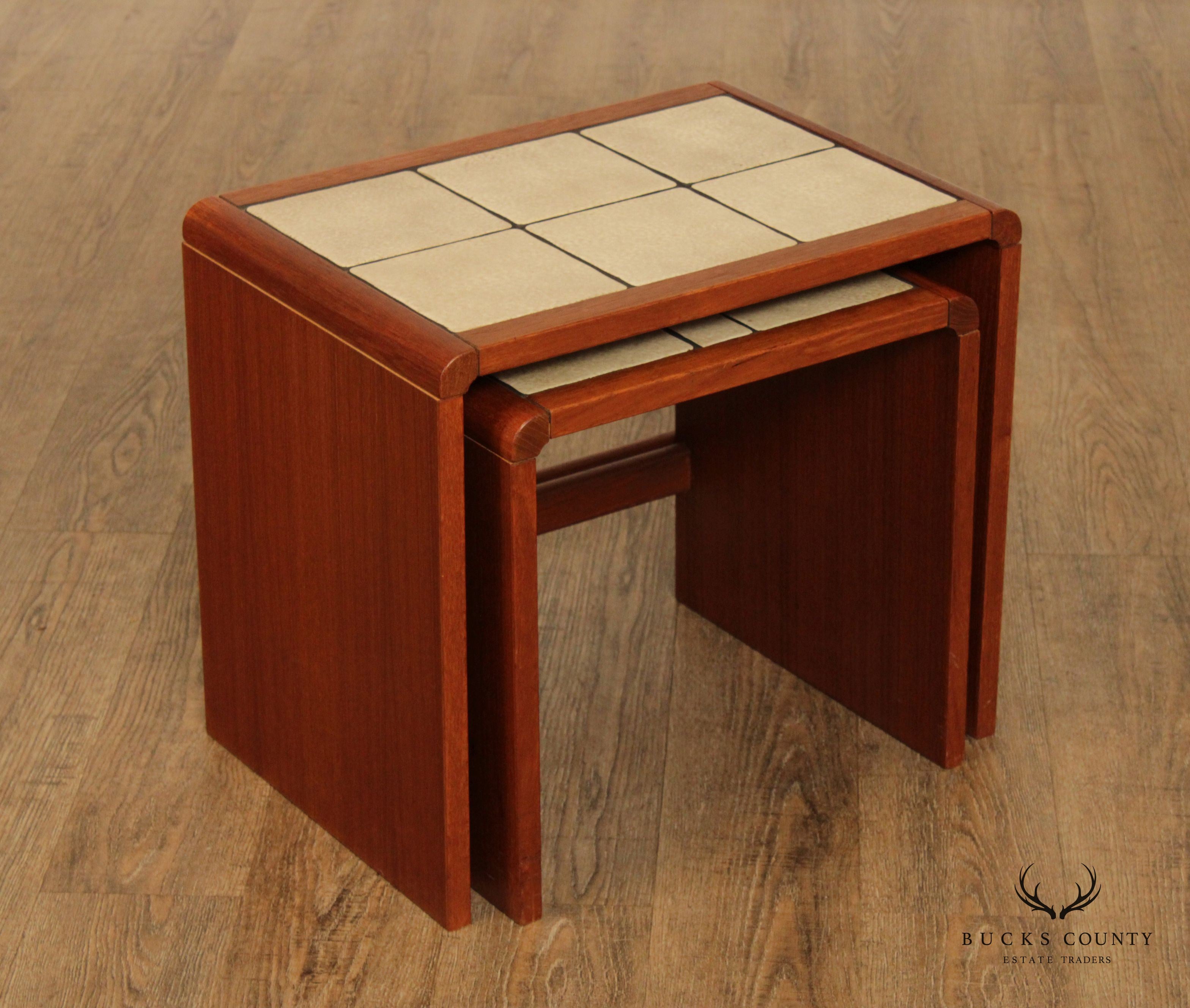 Mid Century Danish Modern Pair of Teak Nesting Tables