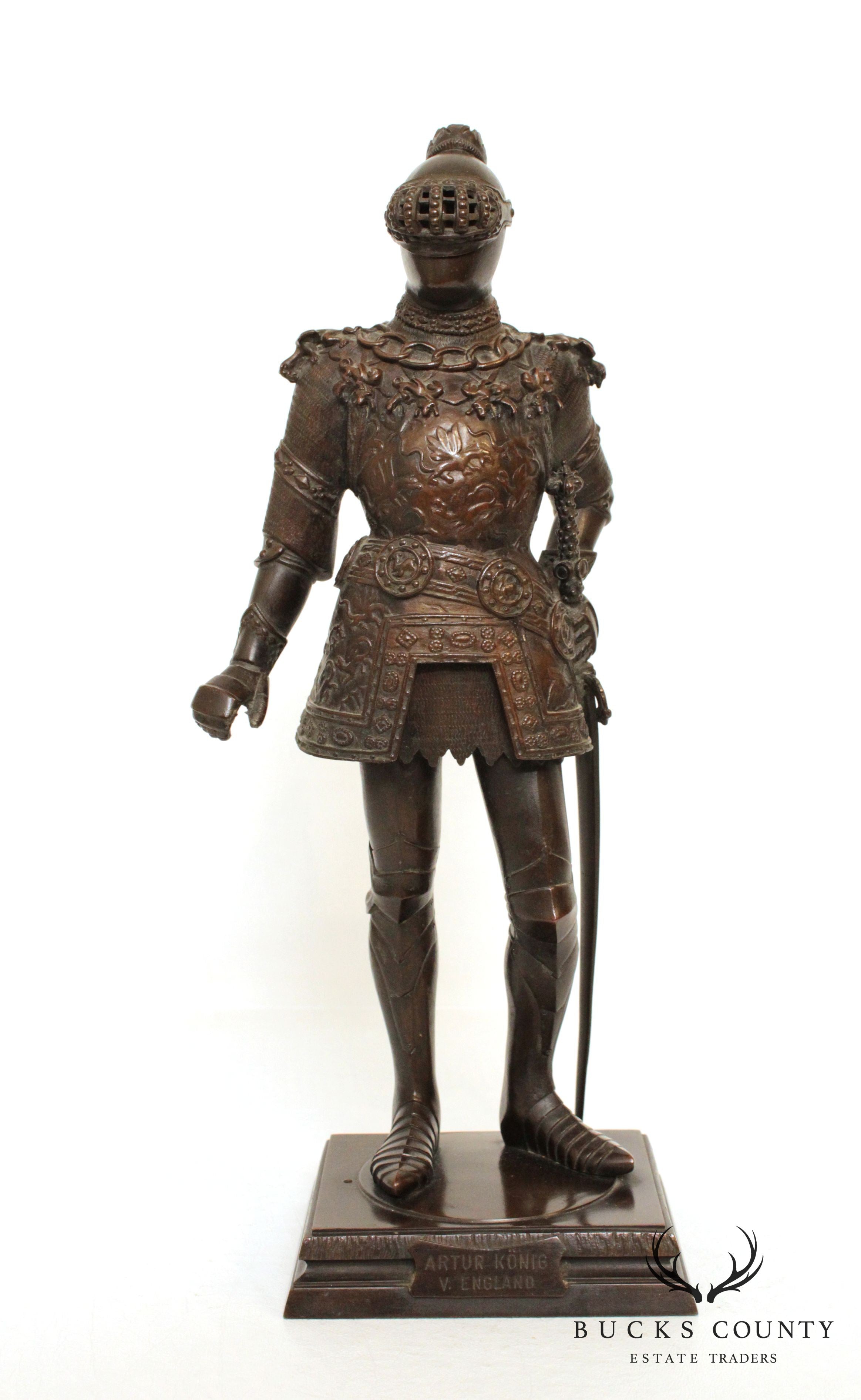 F. R. Unterberger Arthur Konig V. England (King Arthur) Antique Bronze Statue