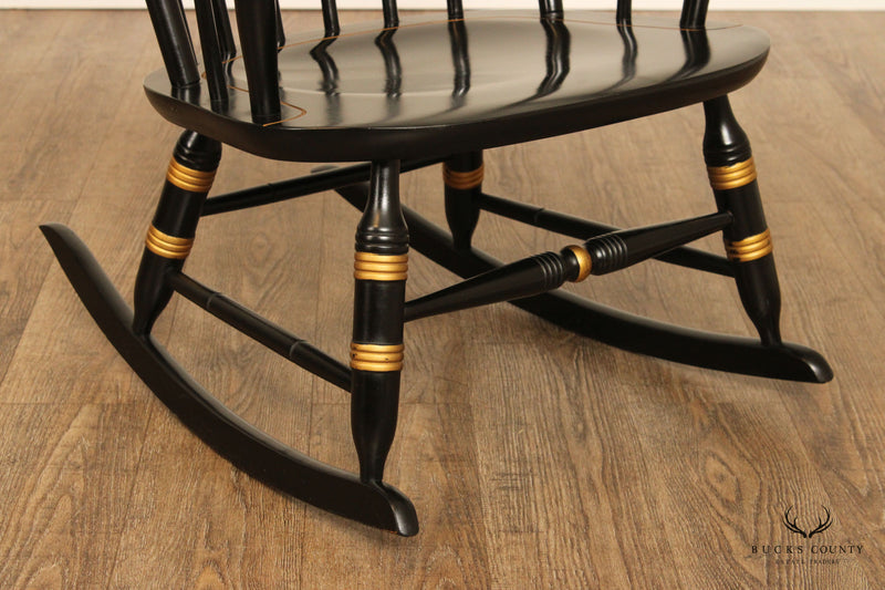Early American Hitchcock Style Ebonized and Stencil Decorated Windsor Rocker