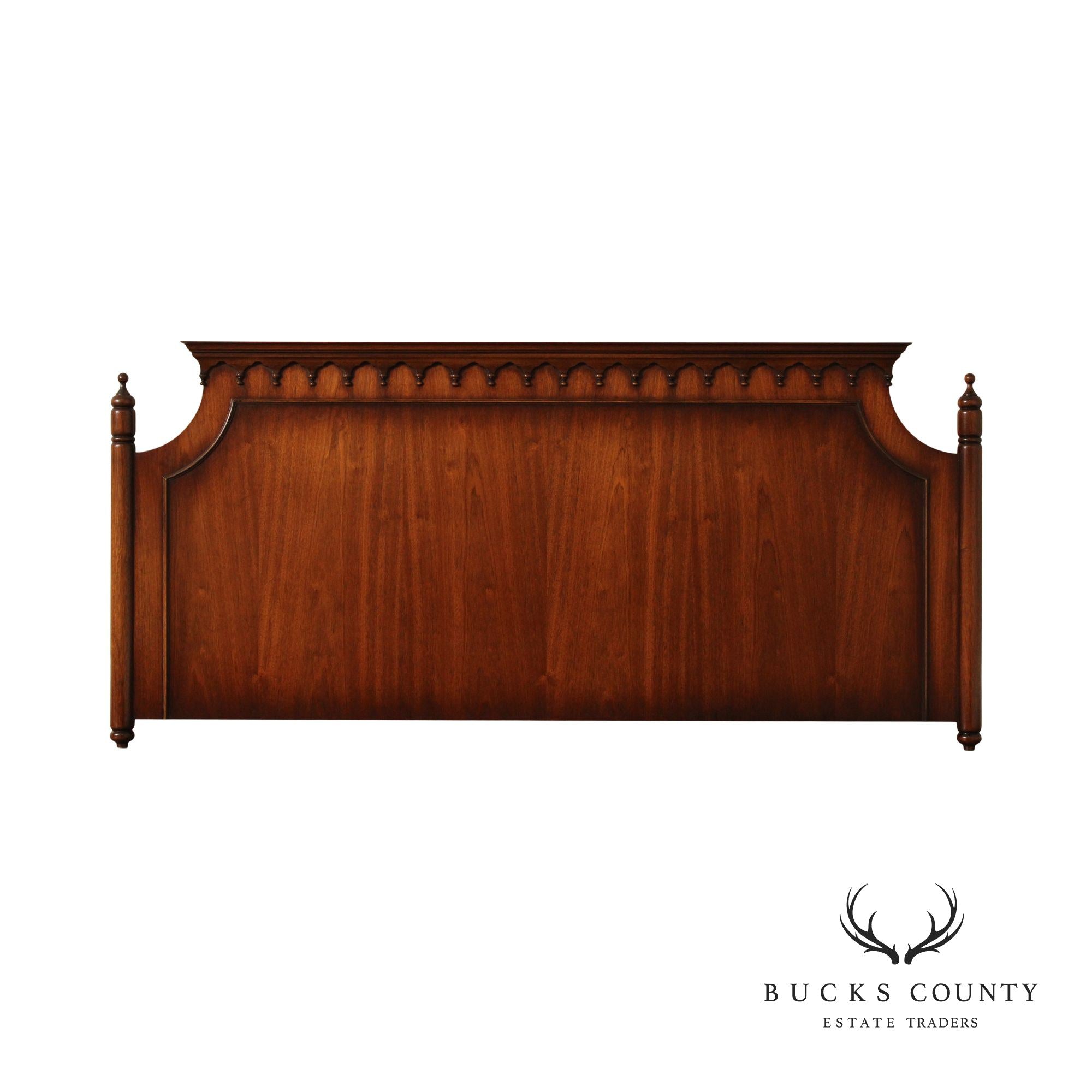 Victorian Style Carved Walnut Queen Size Headboard