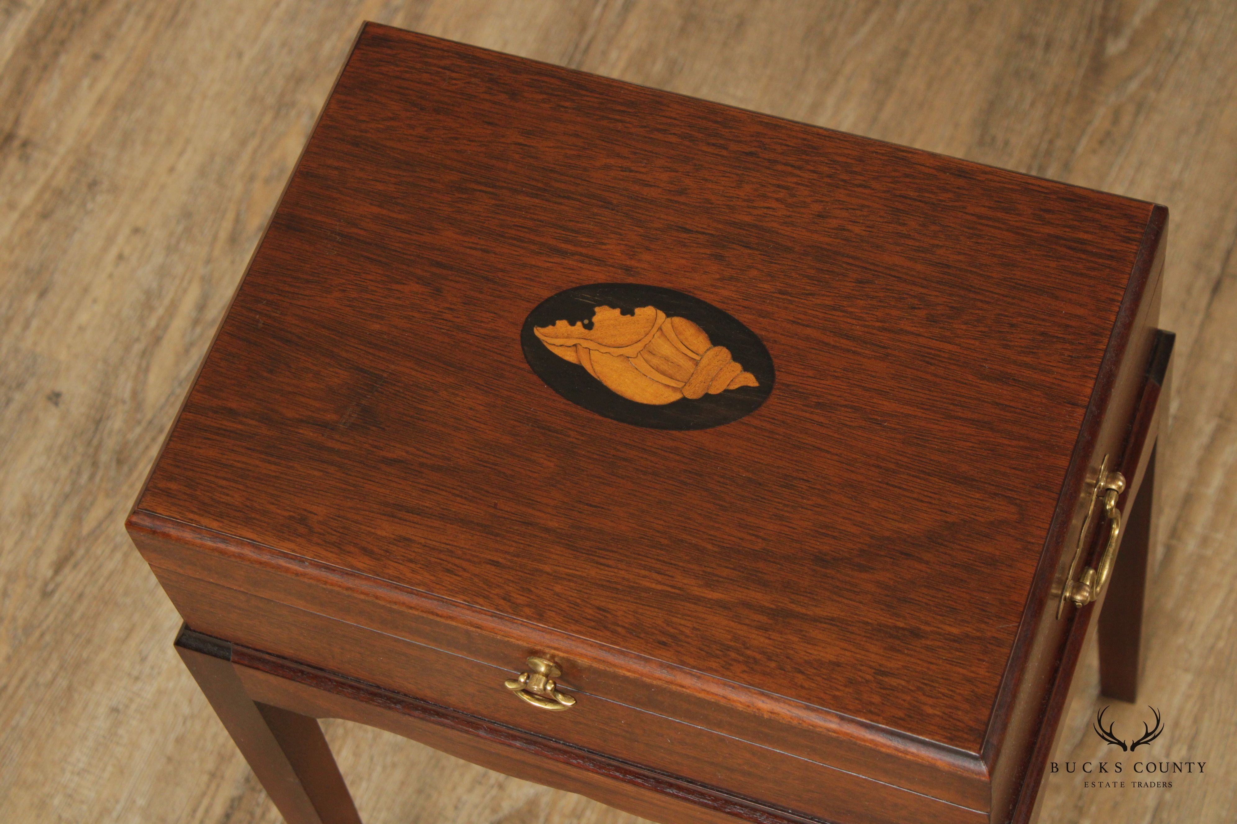 Quality Mahogany Inlaid Box on Stand Side Table