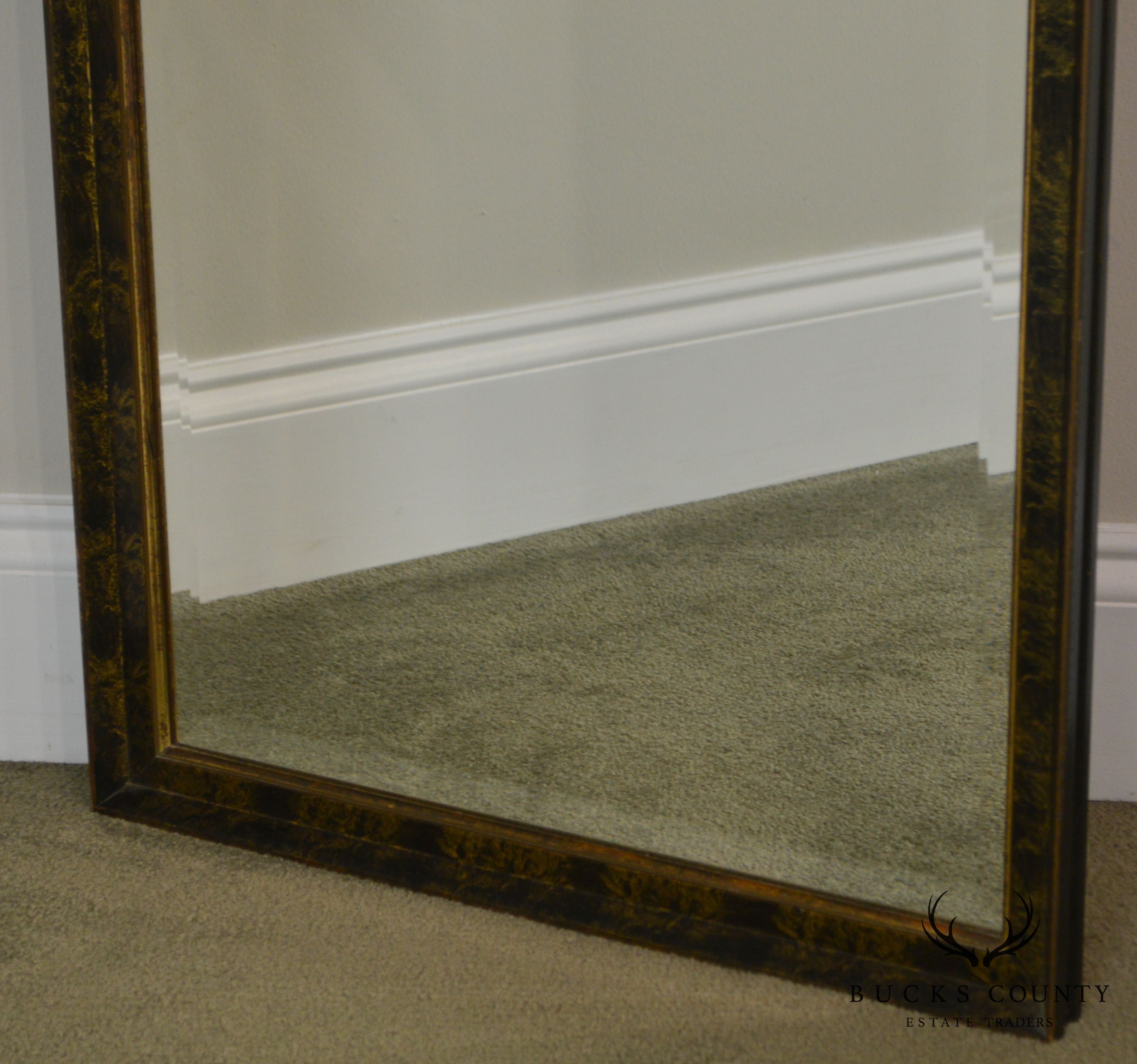 Hollywood Regency Vintage Faux Painted Split Beveled Wall Mirror