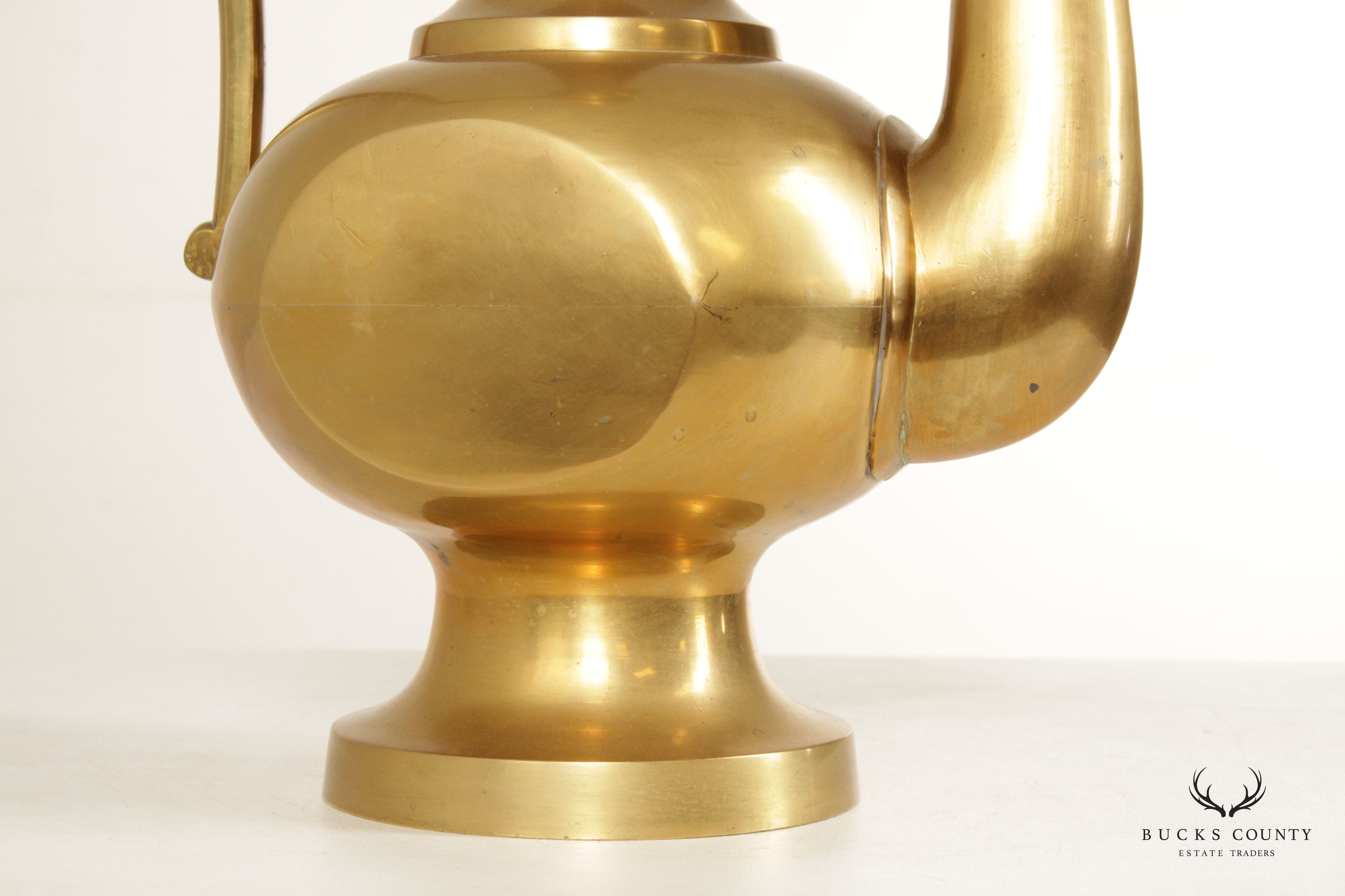 Moorish Style Tall Decorative Solid Brass Ewer