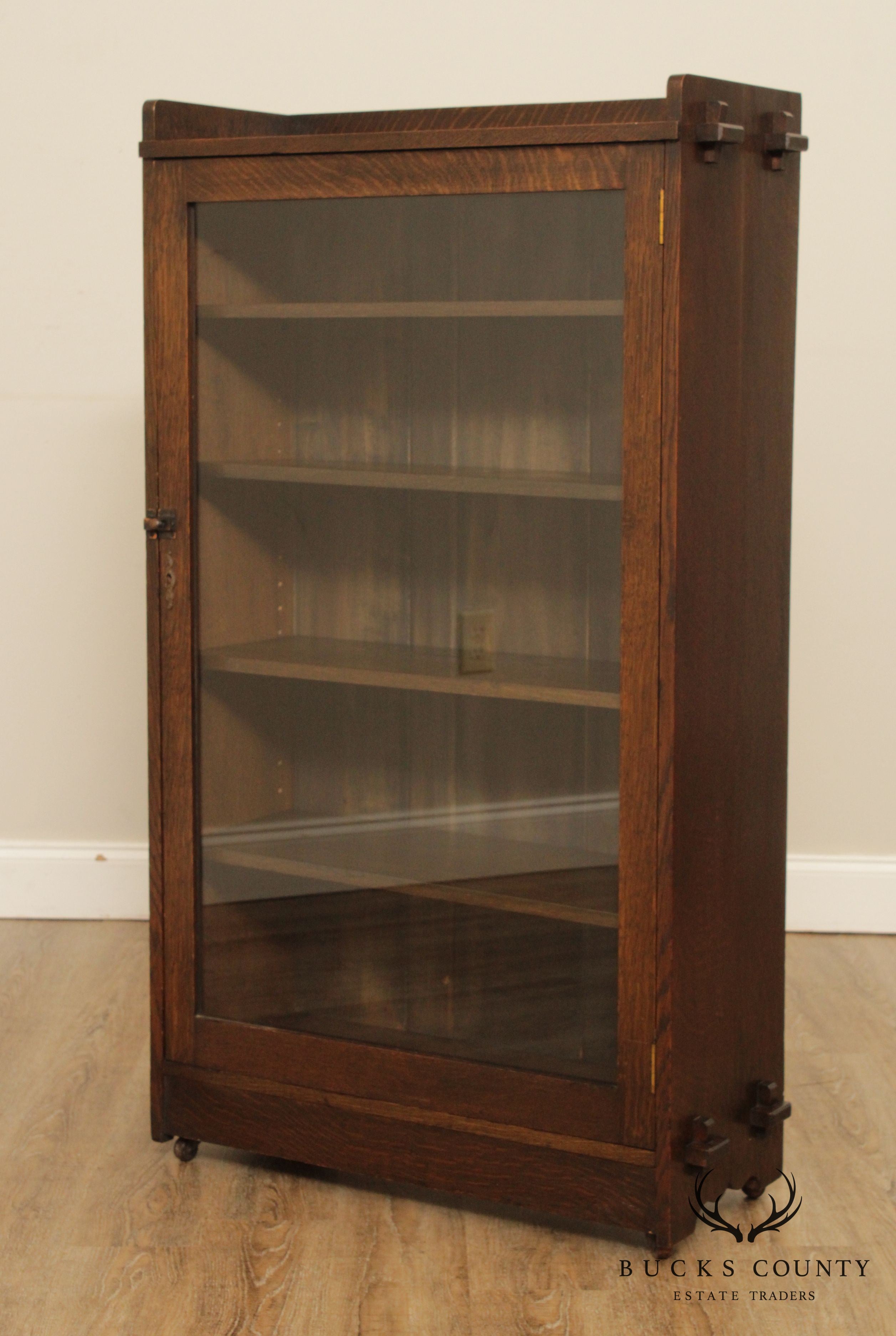 Antique Mission Oak Single Door Bookcase