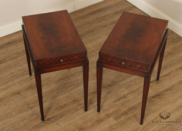 Mid Century Hollywood Regency Style Quality  Pair Mahogany Side Tables