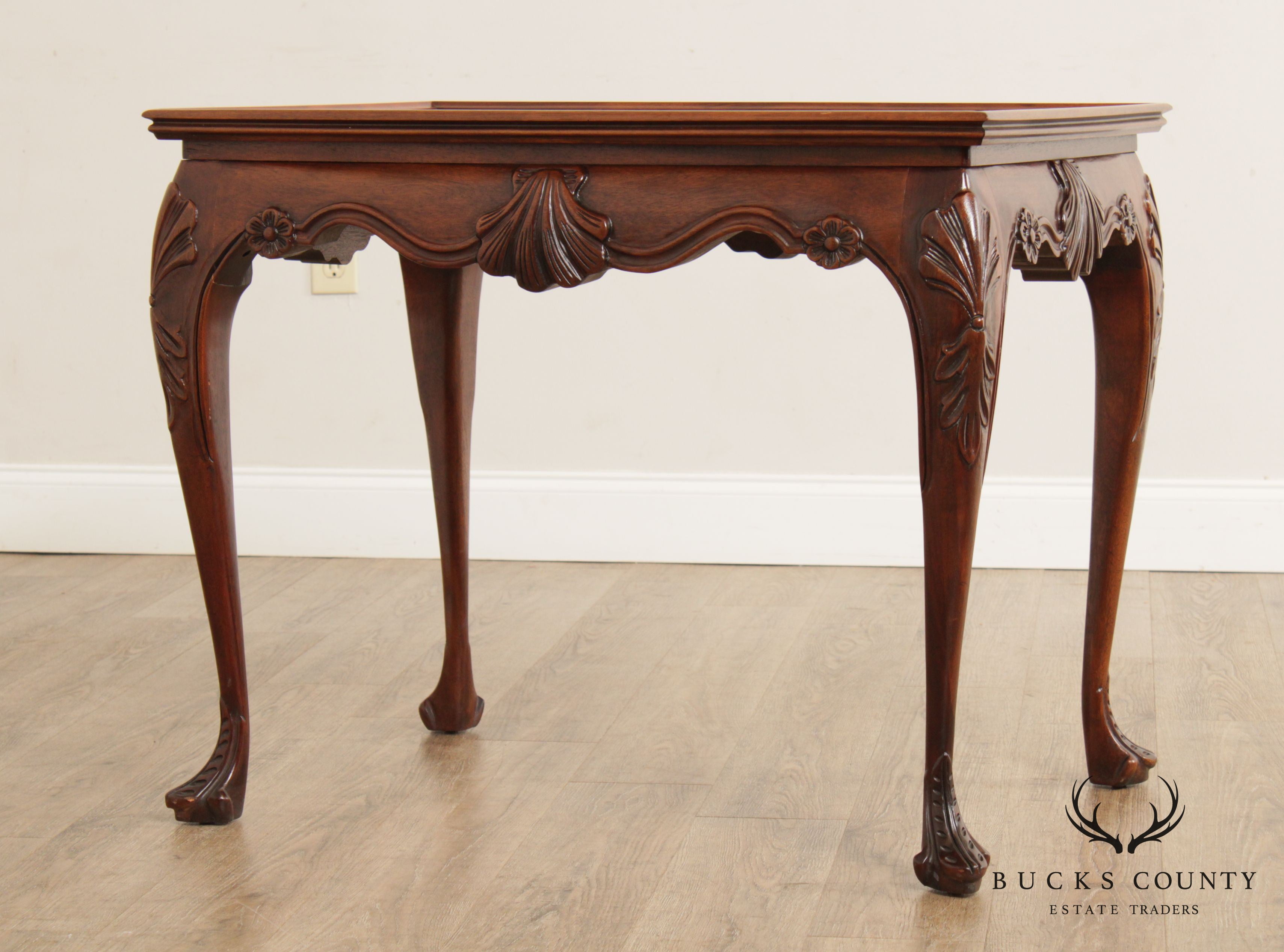 Baker Stately Homes Collection Irish Georgian Carved Mahogany Tea Table