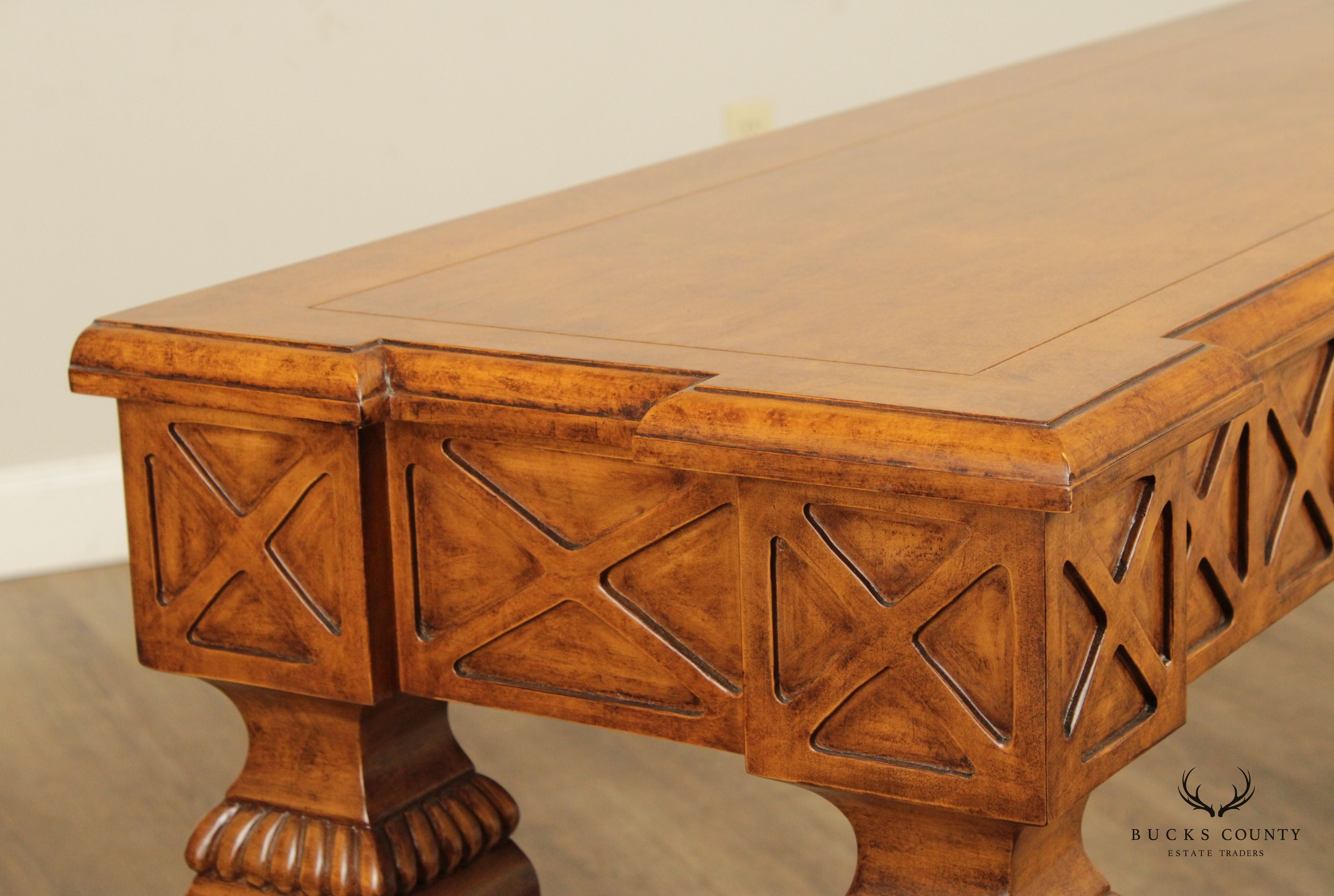 French Neoclassical Style Long Carved Wood Console