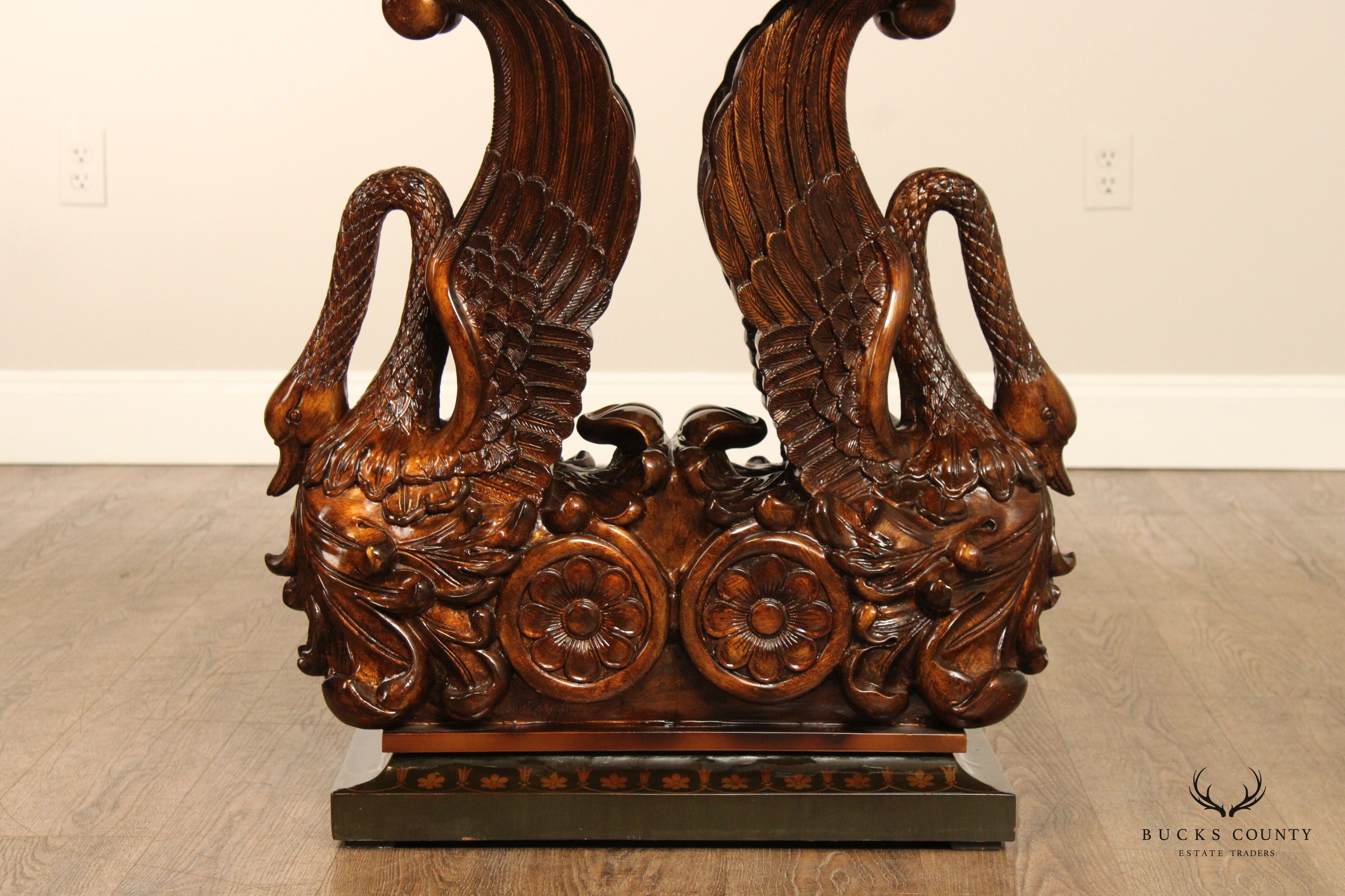 Classical Empire Style Parcel-Gilt Swan Carved Console Table