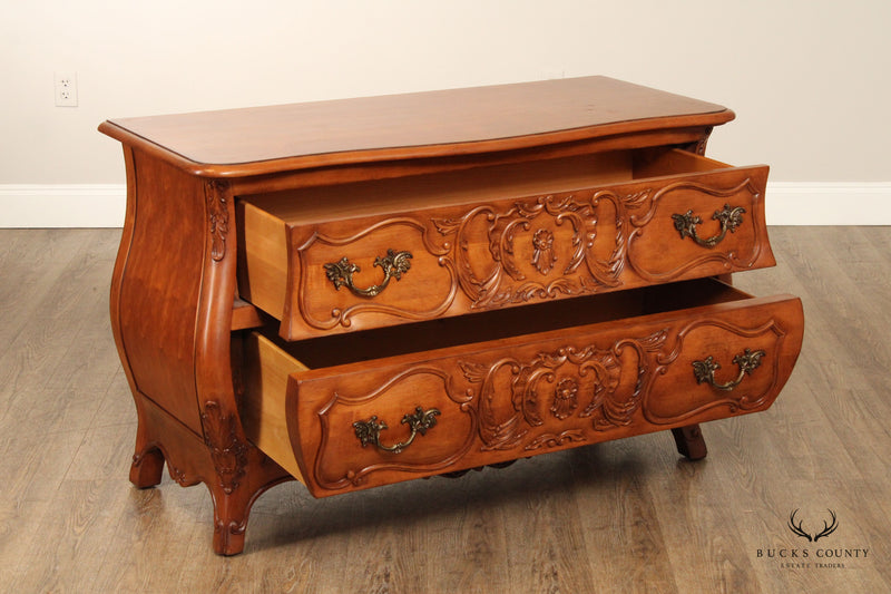 Century Furniture 'Coeur de France' Pair of Carved Cherry Bombe Chests
