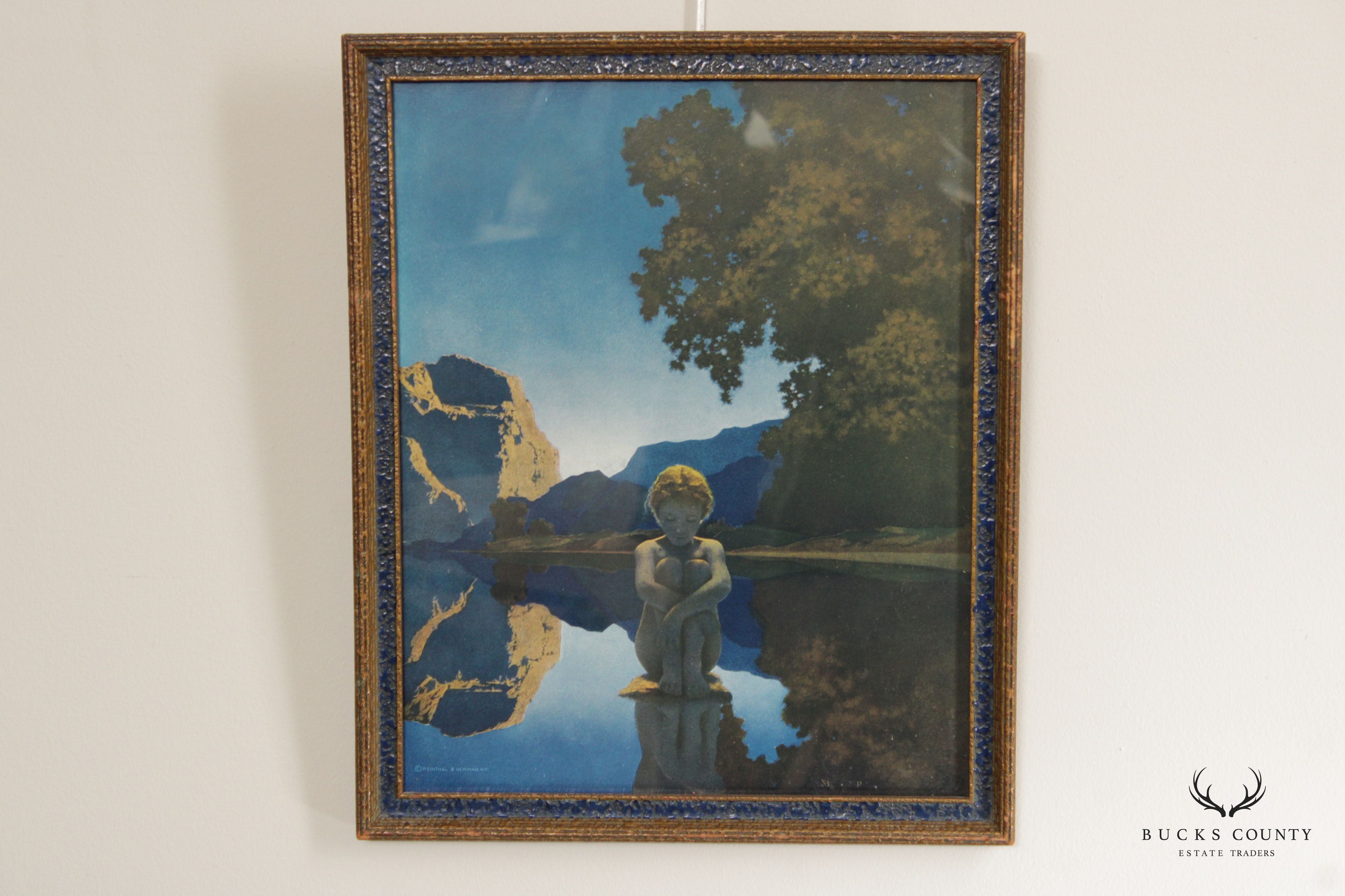 Maxfield Parrish Arts Deco Framed 'Evening' Print