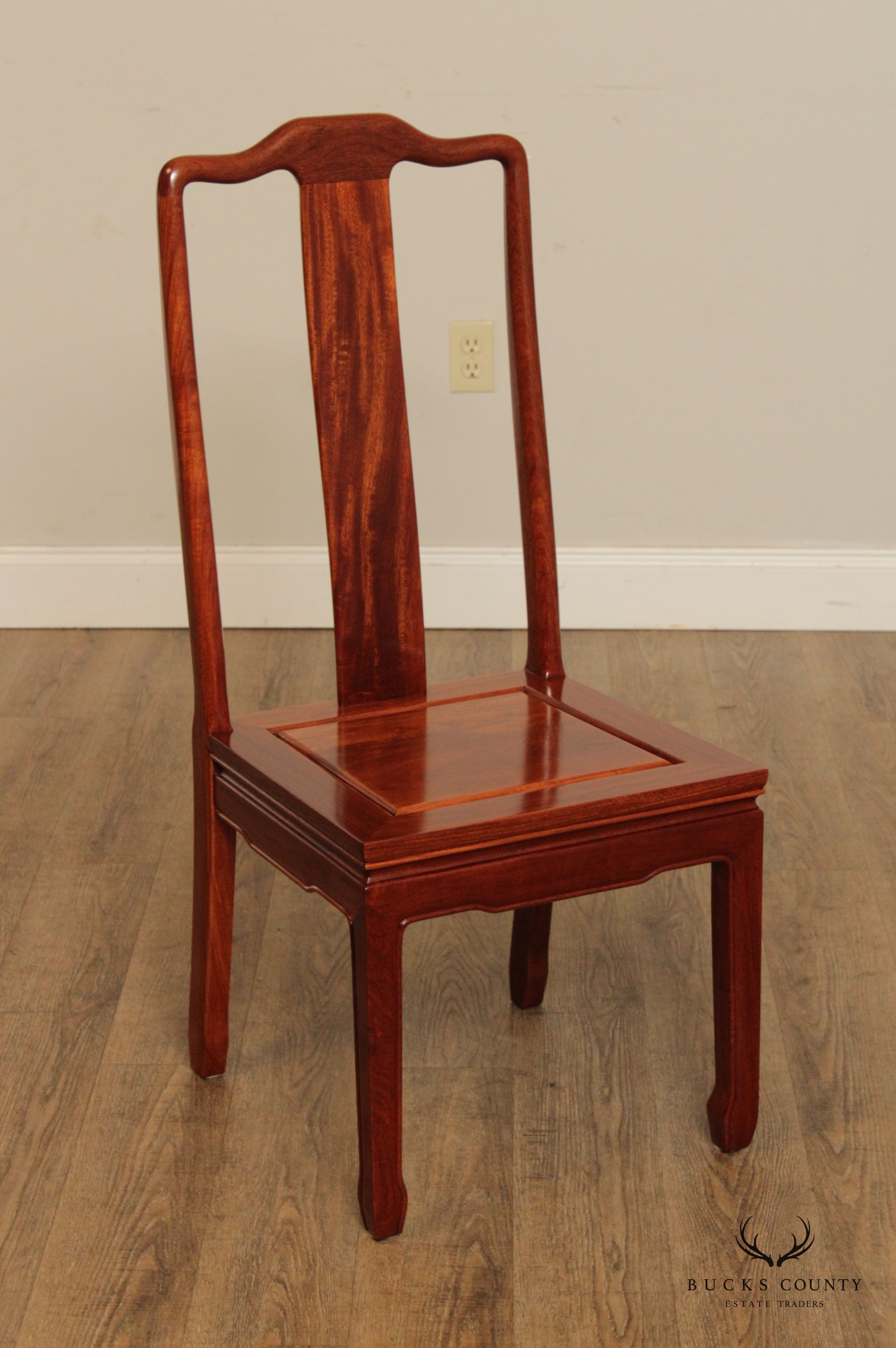 Vintage Chinese Rosewood Set of Ten Yoke Back Dining Chairs