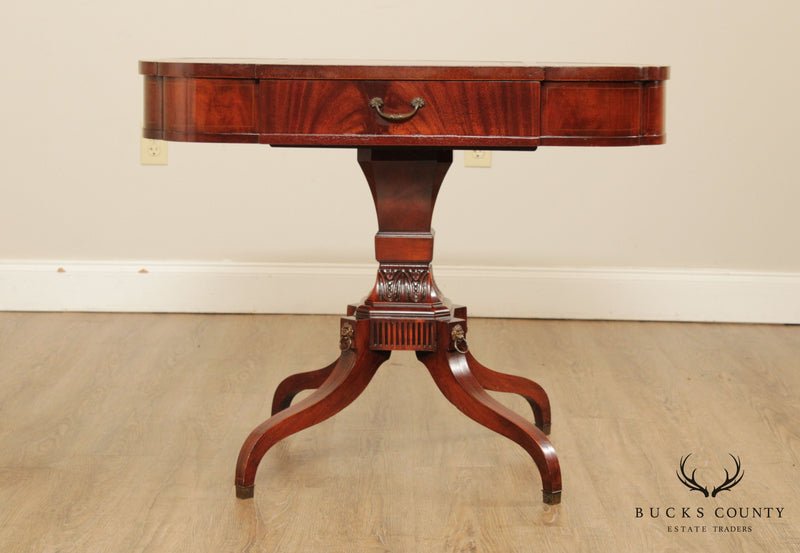 Regency Style Vintage Mahogany Leather Top Side Table
