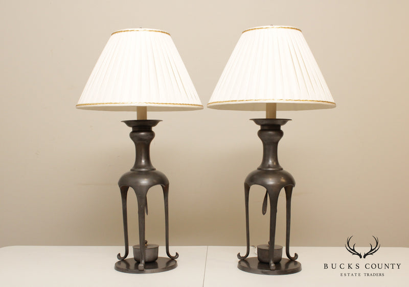 James Mont 1950s Vintage Mid Century Large Brass Table Lamp-a Pair 