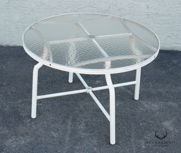Vintage Aluminum and Glass Round Patio Table