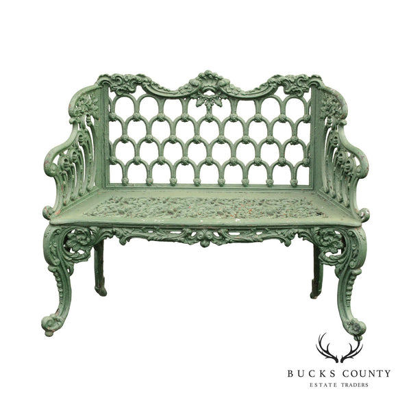 Antique Rococo Revival Cast Iron 'Rose Garden' Outdoor Bench