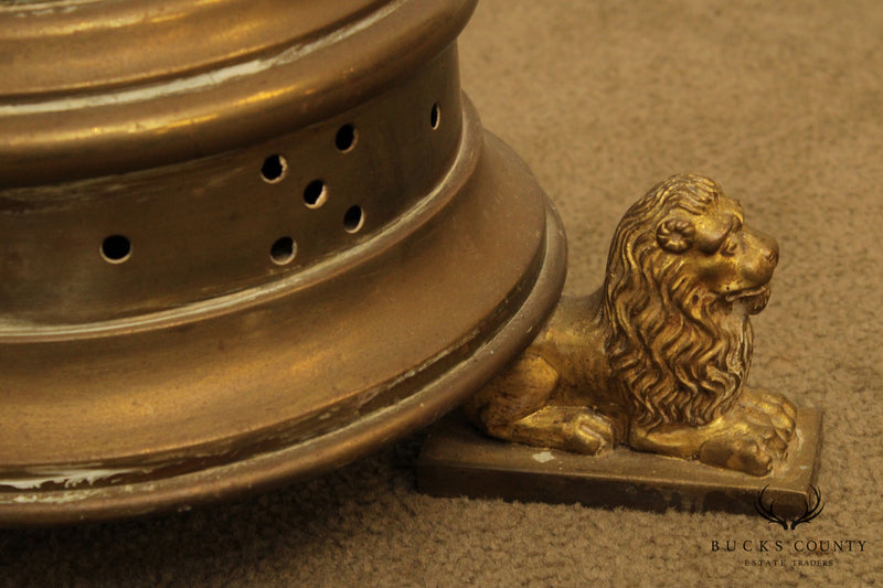 Italian Renaissance Style Antique Brass Marble Top Pedestal