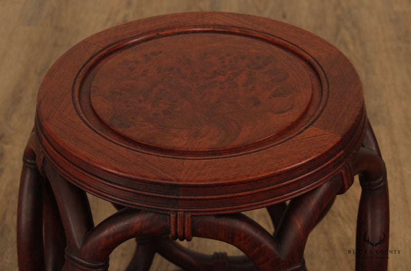 Vintage Chinese Barrel Form Rosewood Tabouret