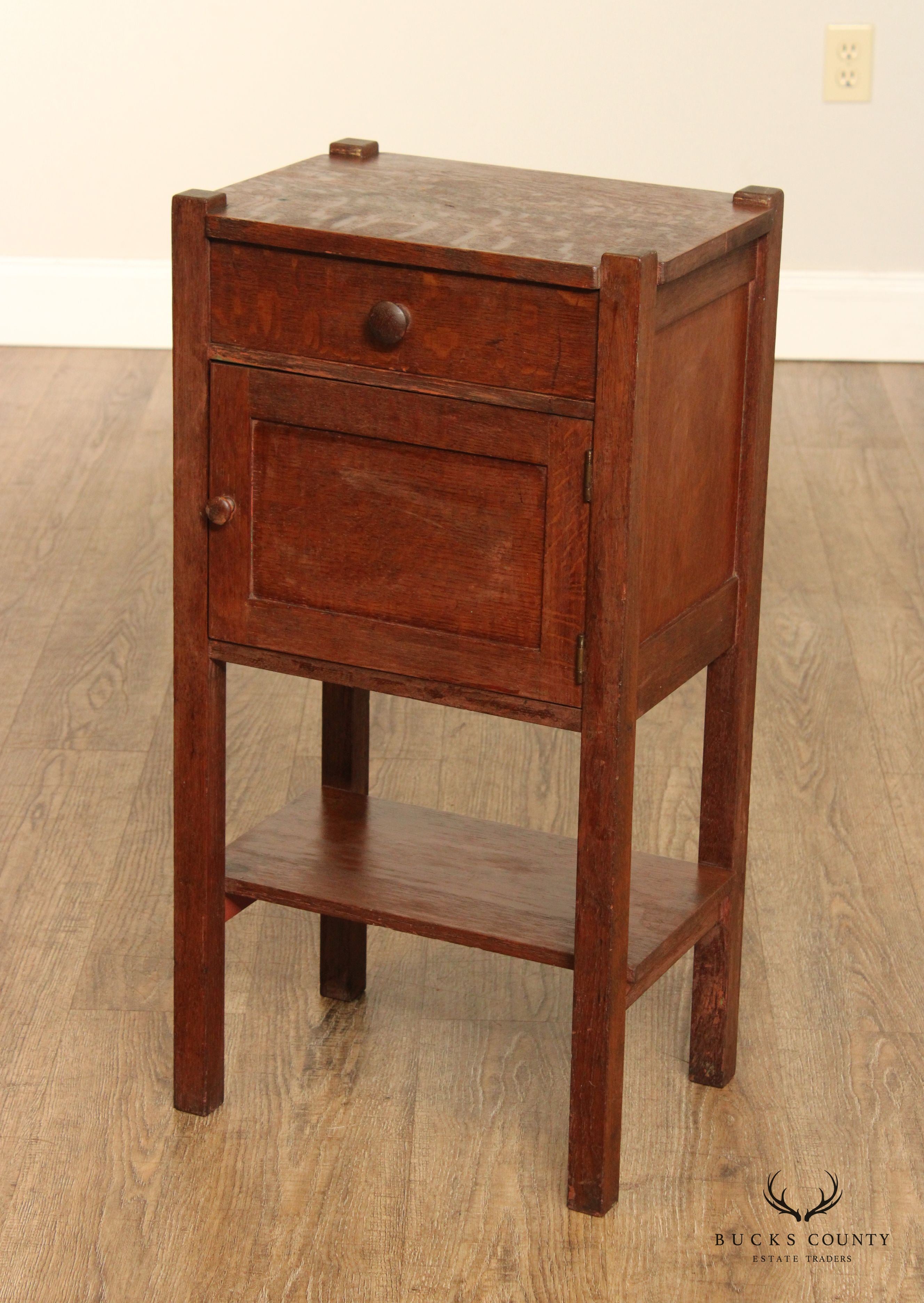 Antique Mission Oak Humidor Smoking Cabinet