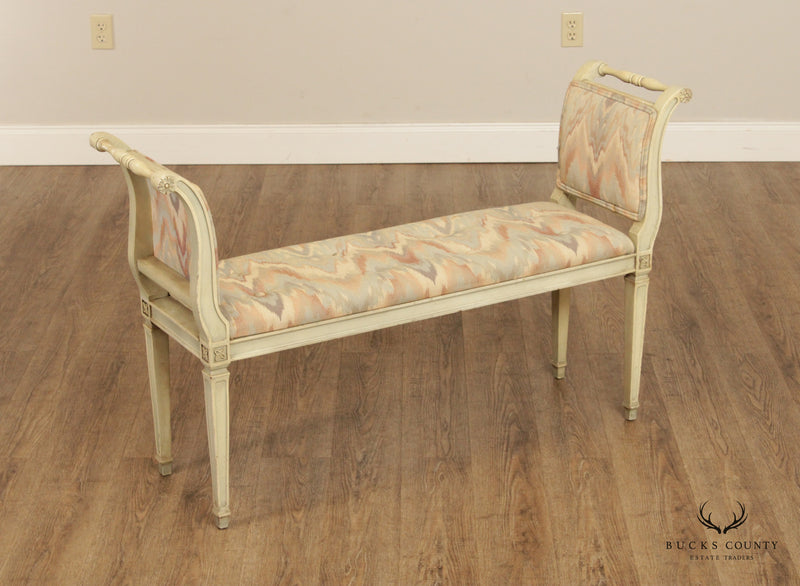 French Louis XVI Style Vintage Custom Upholstered Window Bench